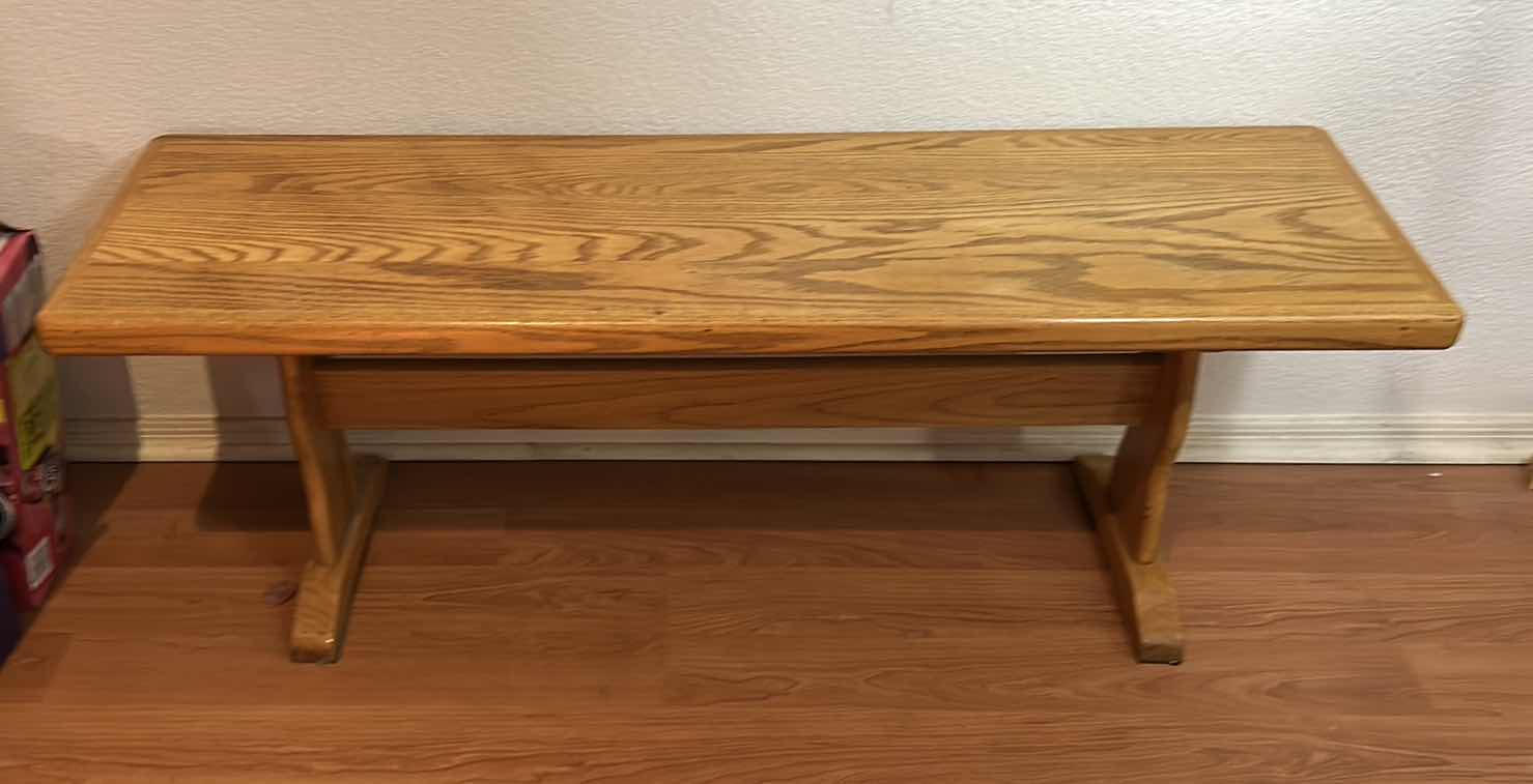 Photo 1 of VINTAGE WOOD BENCH 46“ x 13 1/2“ x 16 1/2”