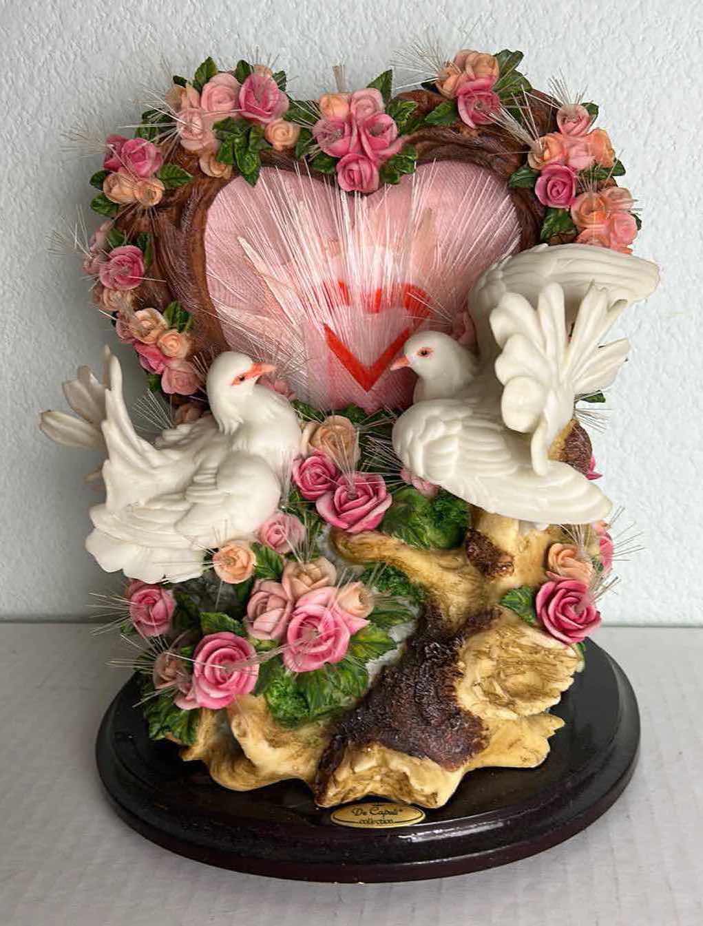 Photo 1 of DE CAPOLI COLLECTION DOVES FIGURINE RESIN FIBRE OPTICAL H 11”
