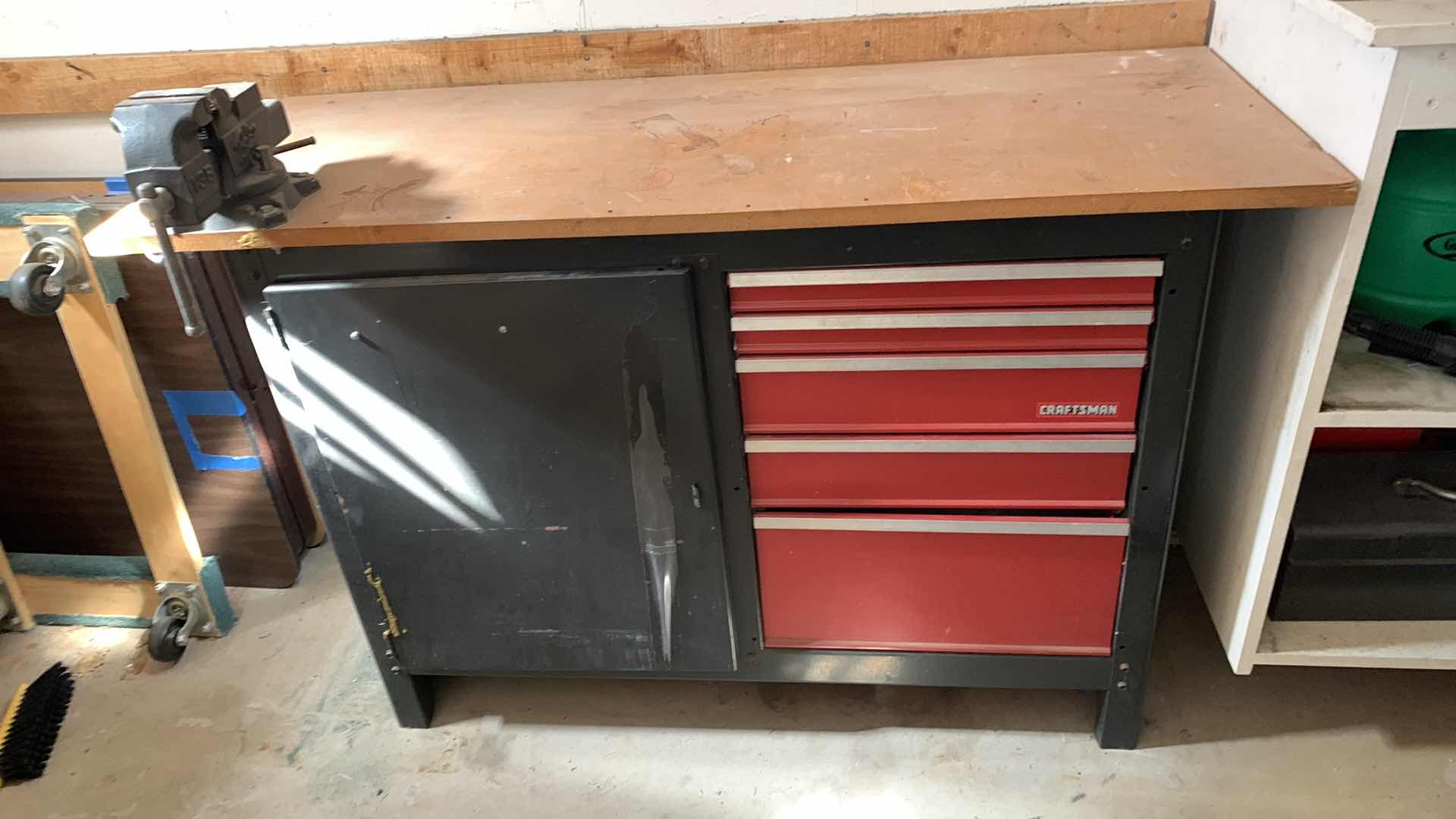 View 1 of CRAFTSMAN WORK BENCH WITH ATTACHED VISE 53” X 21” H 34”