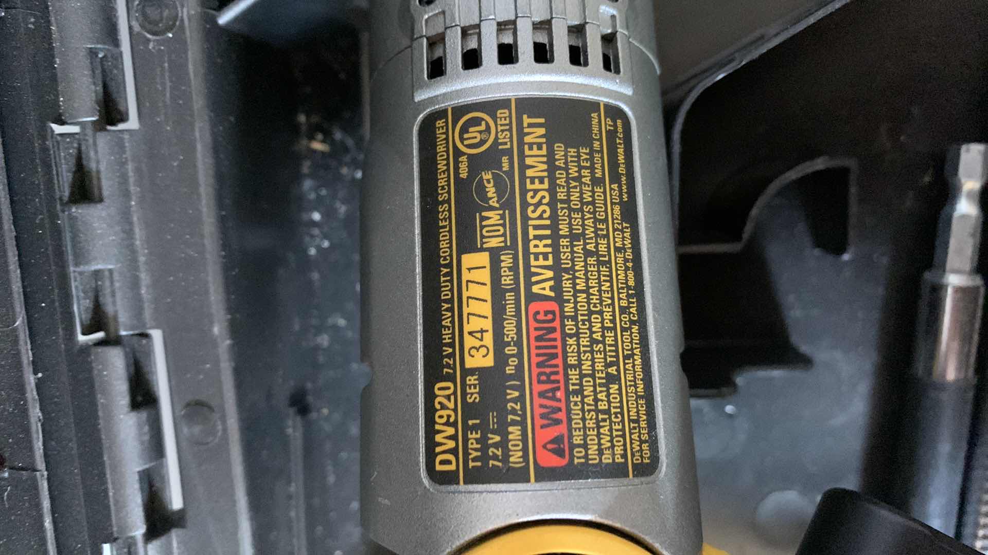 Photo 1 of DEWALT DW920 HEAVY DUTY CORDLESS SCREWDRIVER WITH FLEX EXTENSIONS
