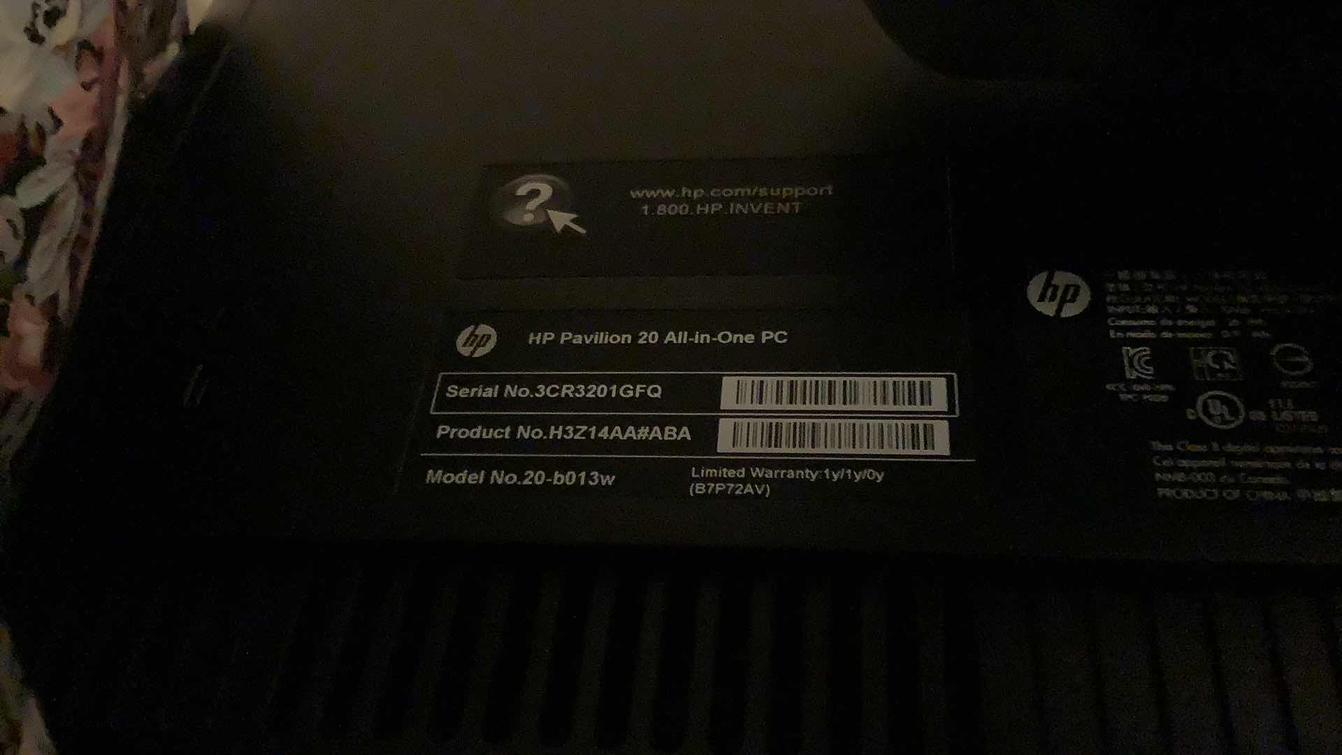 Photo 1 of HP ALL IN ONE COMPUTER PAVILION 20" SCREEN FACTORY RESET