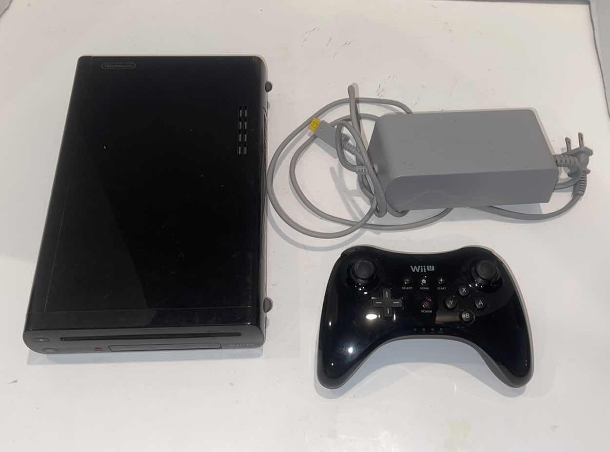 Photo 1 of NINTENDO WII U DELUXE 32GB BLACK CONSOLE WITH CONTROLLER AND POWER SUPPLY