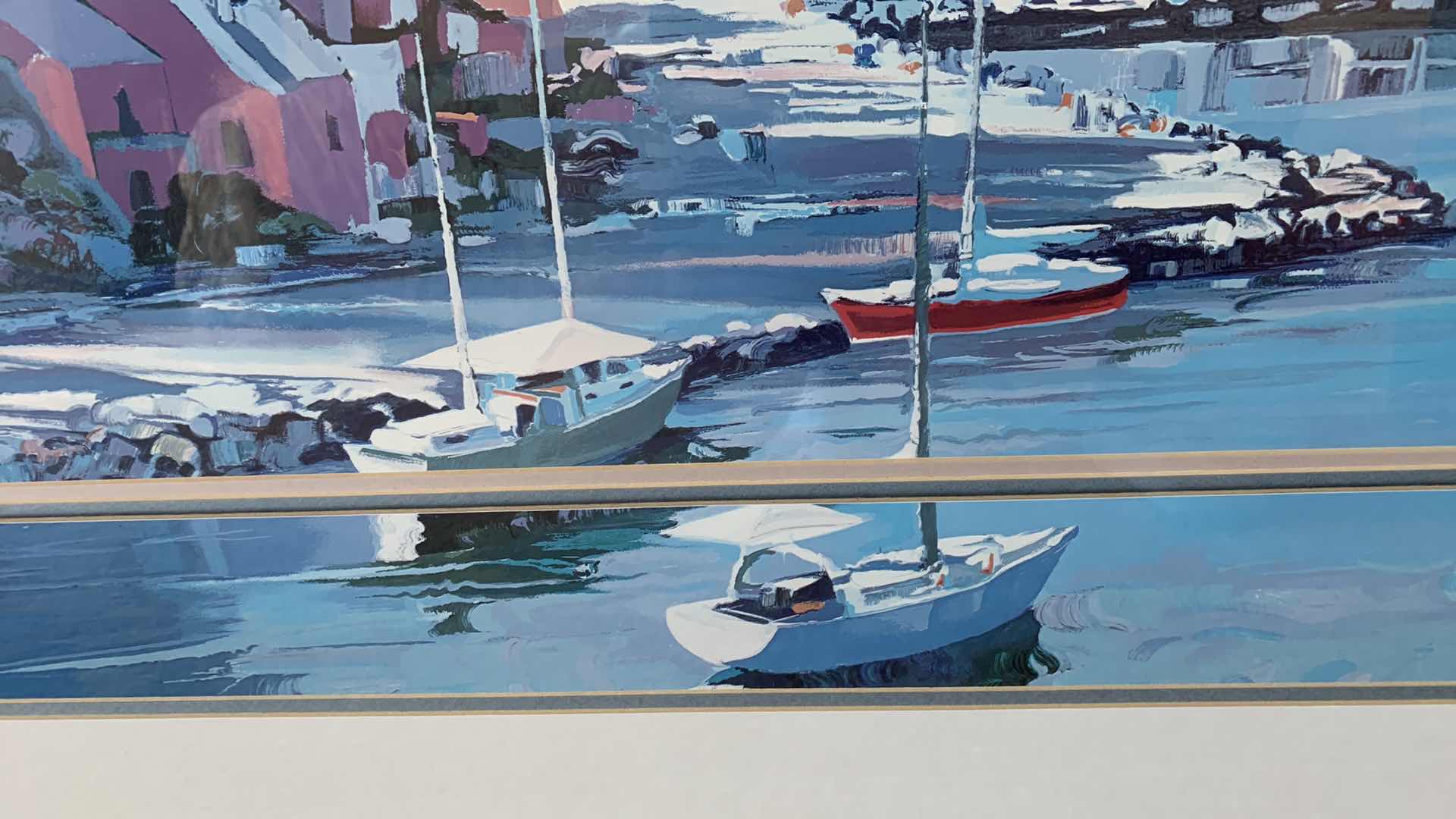 Photo 1 of "SAUSALITO" HOWARD BEHRENS MATTED PRINT 45” X 36”