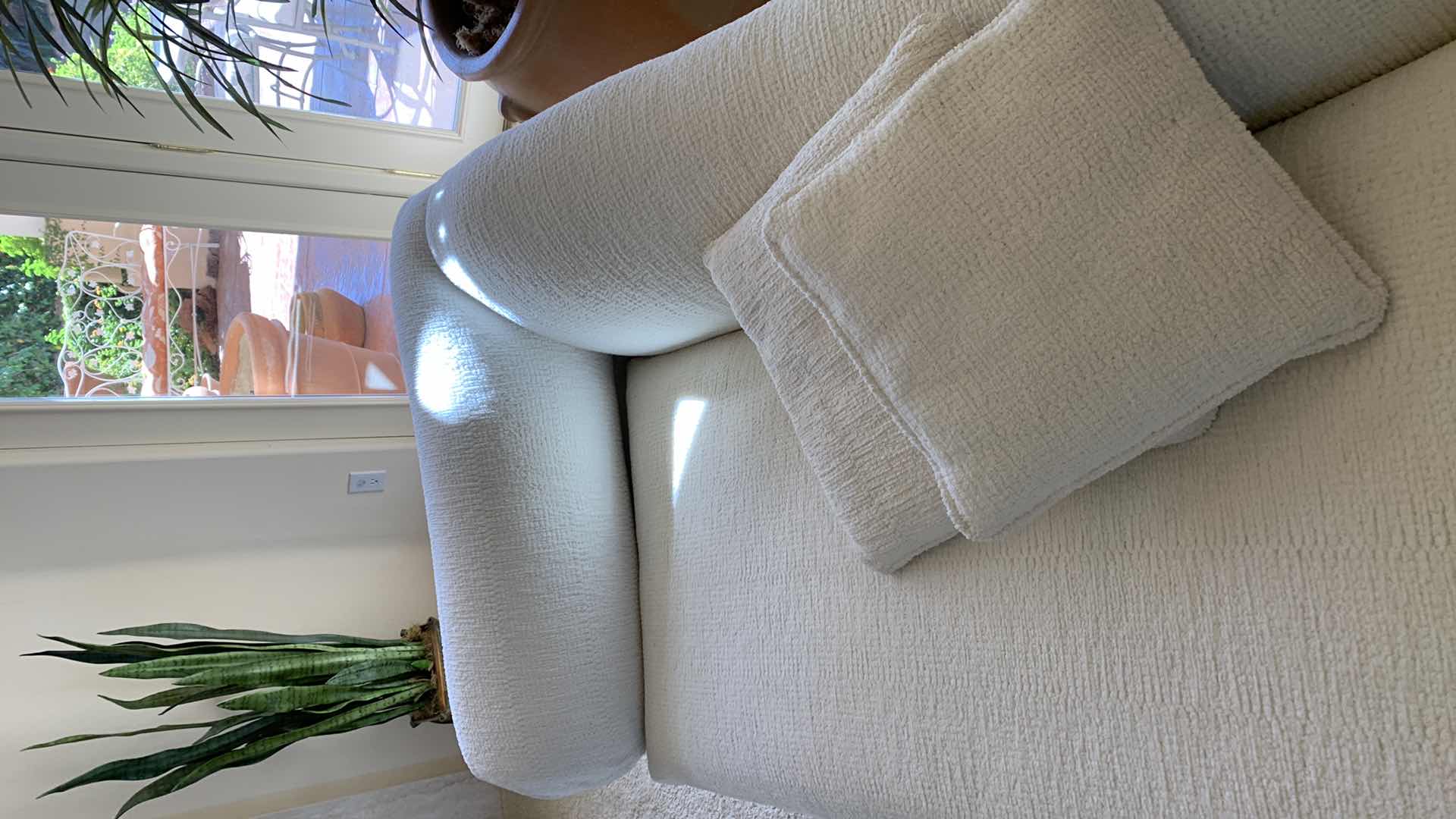 Photo 1 of CONTEMPORARY SWERVE WHITE BOUCLE CHAISE LOUNGE  79” X 36” H 30”