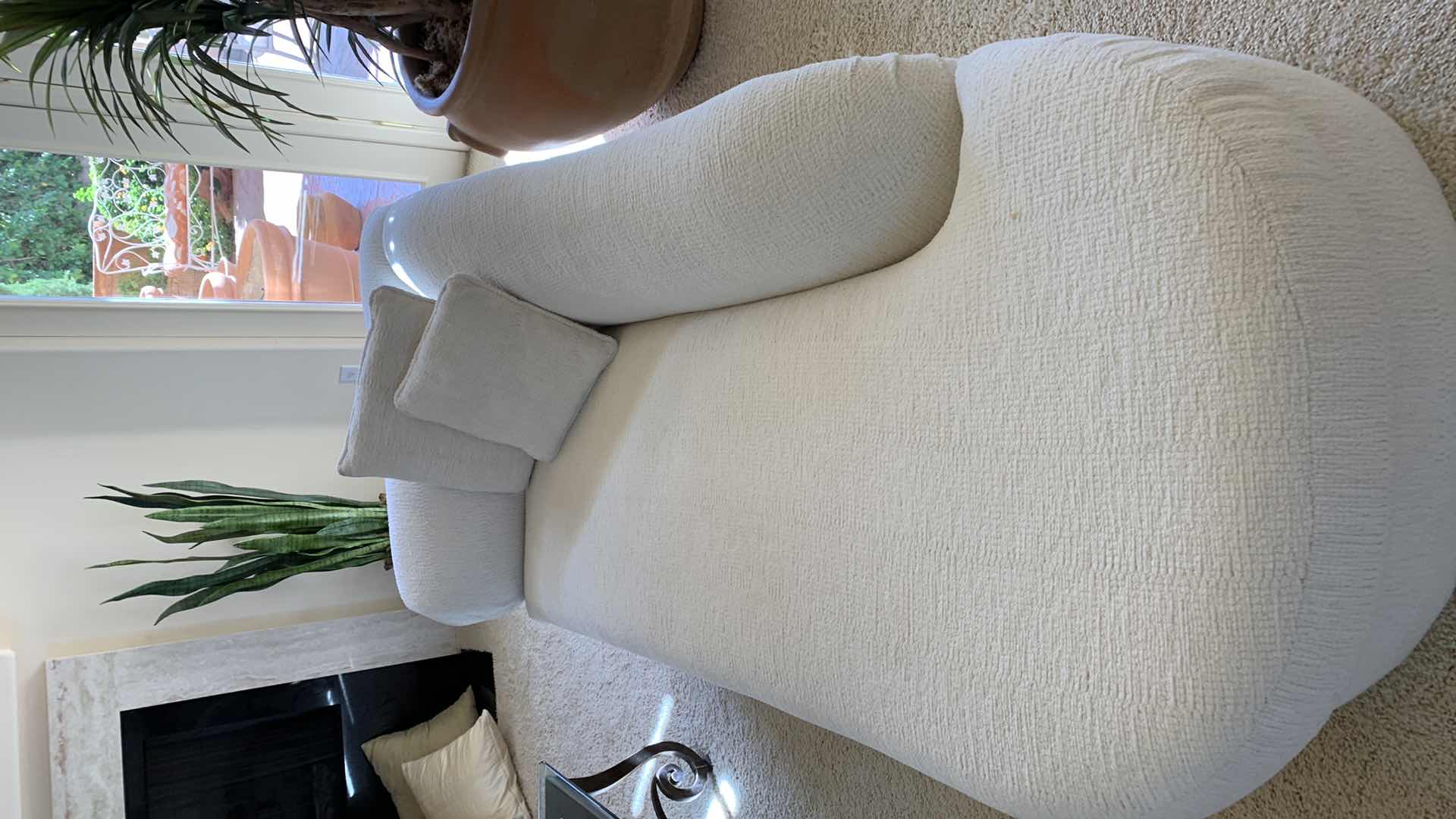 Photo 1 of CONTEMPORARY SWERVE WHITE BOUCLE CHAISE LOUNGE  79” X 36” H 30”