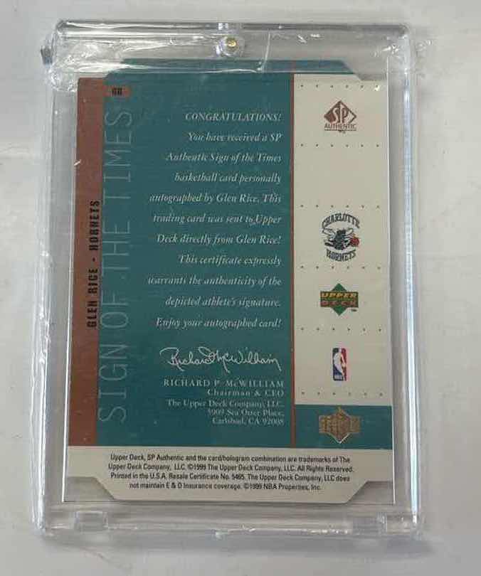 Photo 1 of 1999 GLEN RICE SP SIGN OF THE TOMES AUTOGRAPHED CARD
