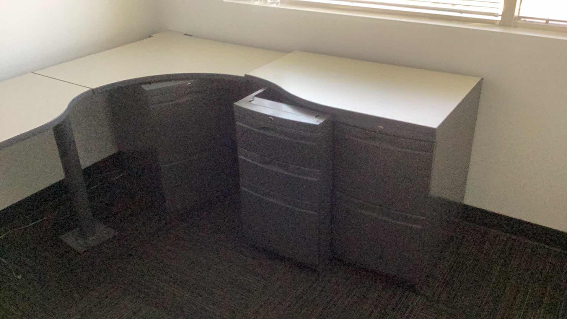 View 5 of LARGE U SHAPE OFFICE TABLE MISSING ONE LEG 72”x112”