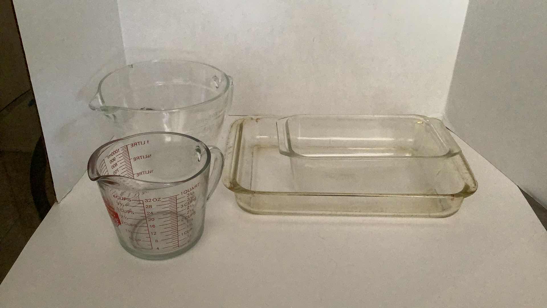 Photo 1 of KITCHEN GLASS MEASURING CUPS AND PANS