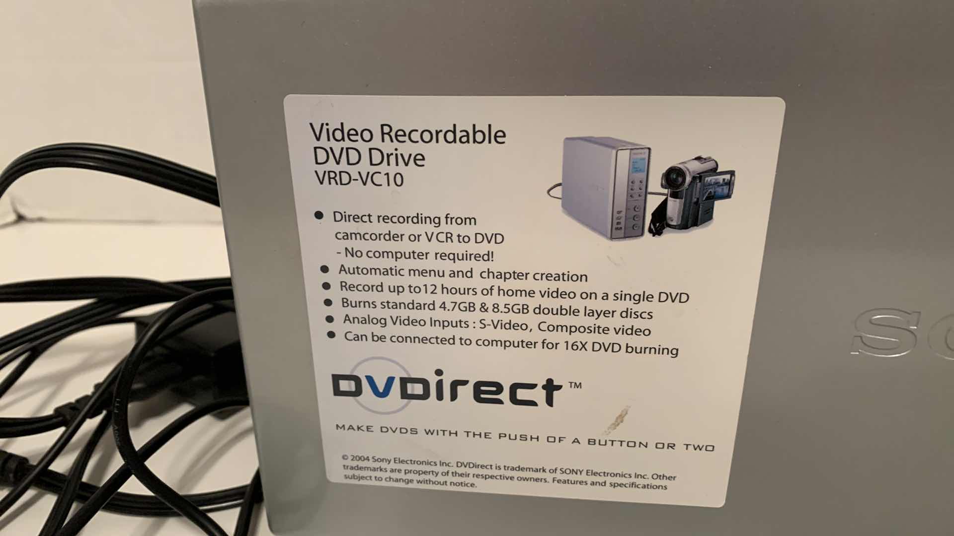 Photo 1 of SONY DVD DIRECT VIDEO RECORDER VRD-VC10