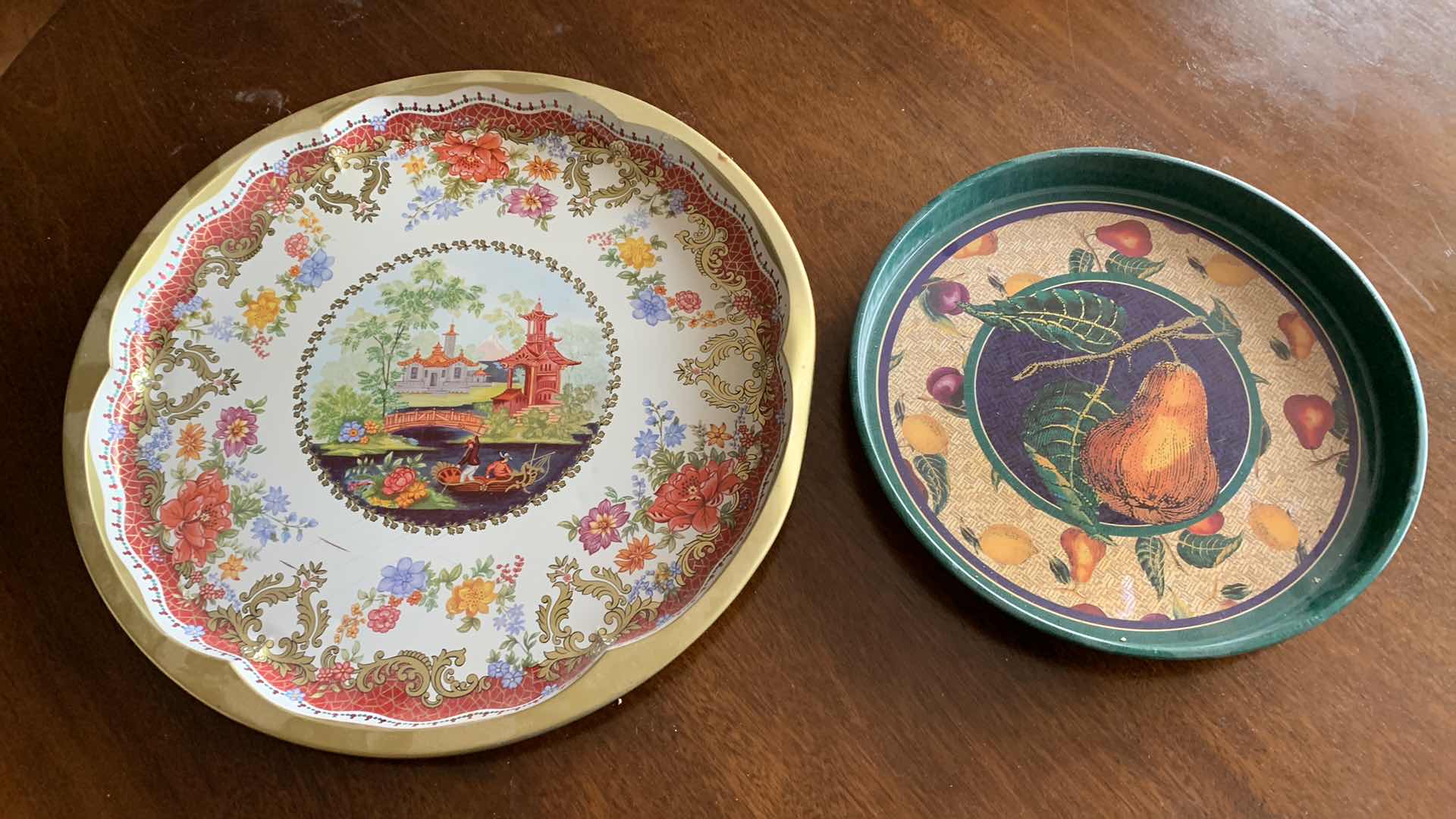 Photo 1 of 2 DECORATIVE LARGE TIN PLATTERS