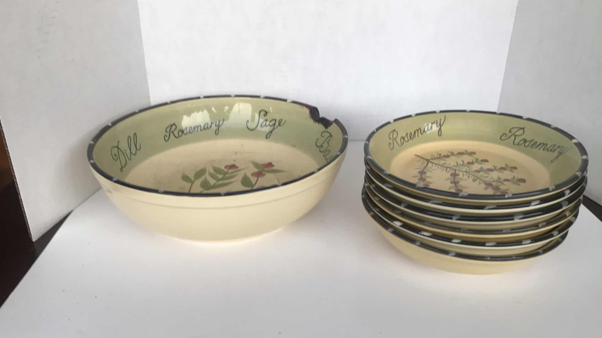 Photo 1 of LARGE SALAD/SERVING BOWL WITH 6 INDIVIDUAL BOWLS