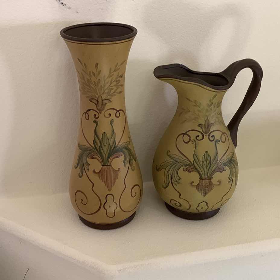 Photo 1 of 2-POTTERY CONTAINERS TALLEST IS 18”