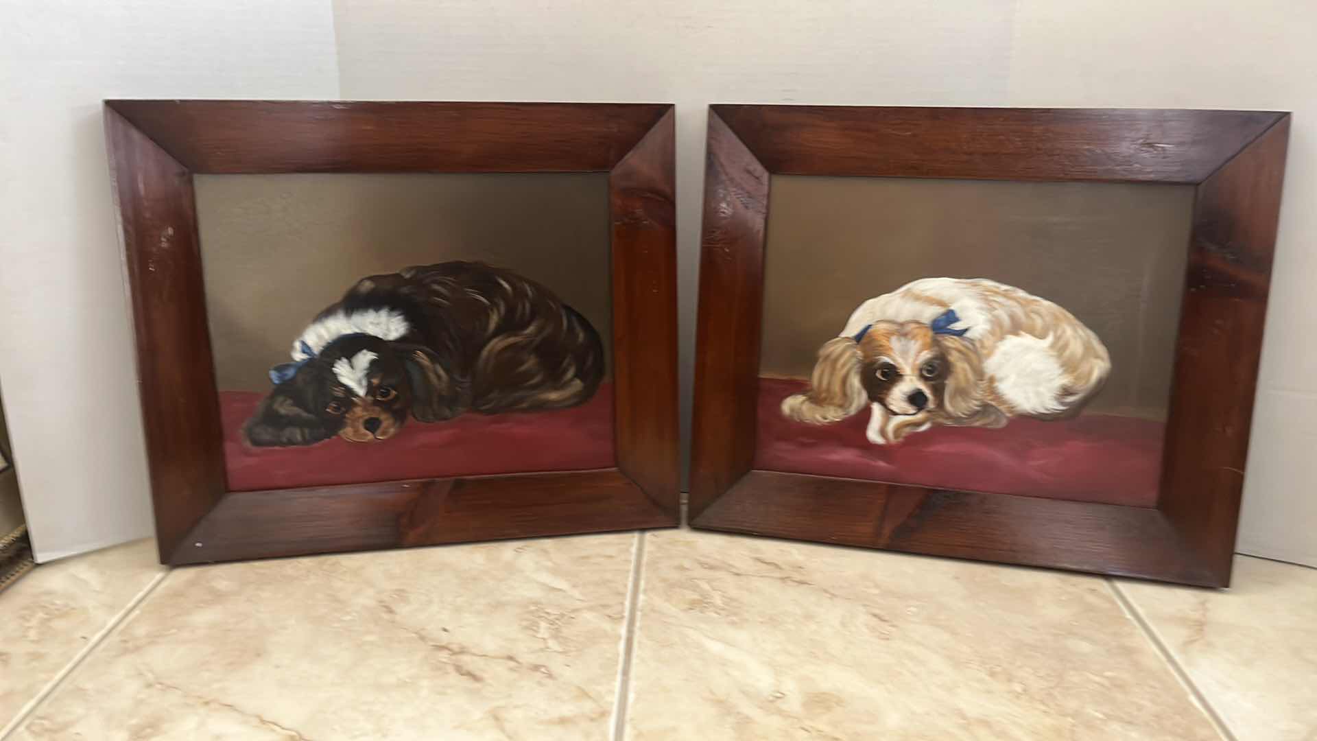 Photo 1 of 2-PAIR OF KING CHARLES SPANIEL PORTRAITS, 15”X18”