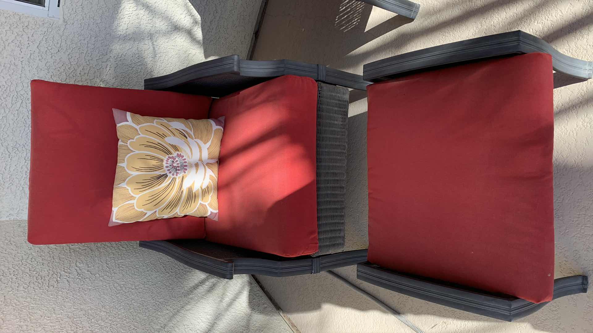 Photo 1 of HAMPTON BAY METAL AND RATTAN HIGH BACK PATIO CHAIR WITH MATCHING OTTOMAN