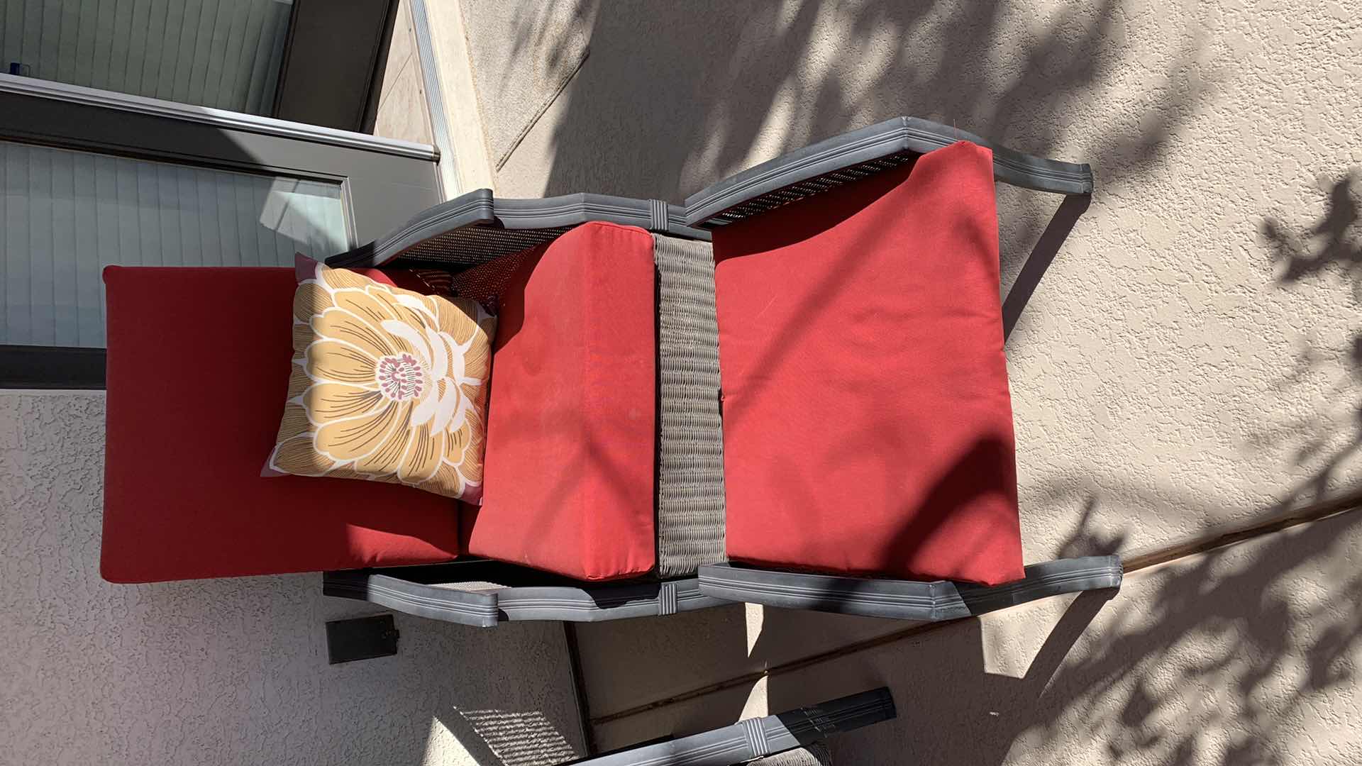 Photo 1 of HAMPTON BAY METAL AND RATTAN HIGH BACK PATIO CHAIR WITH MATCHING OTTOMAN