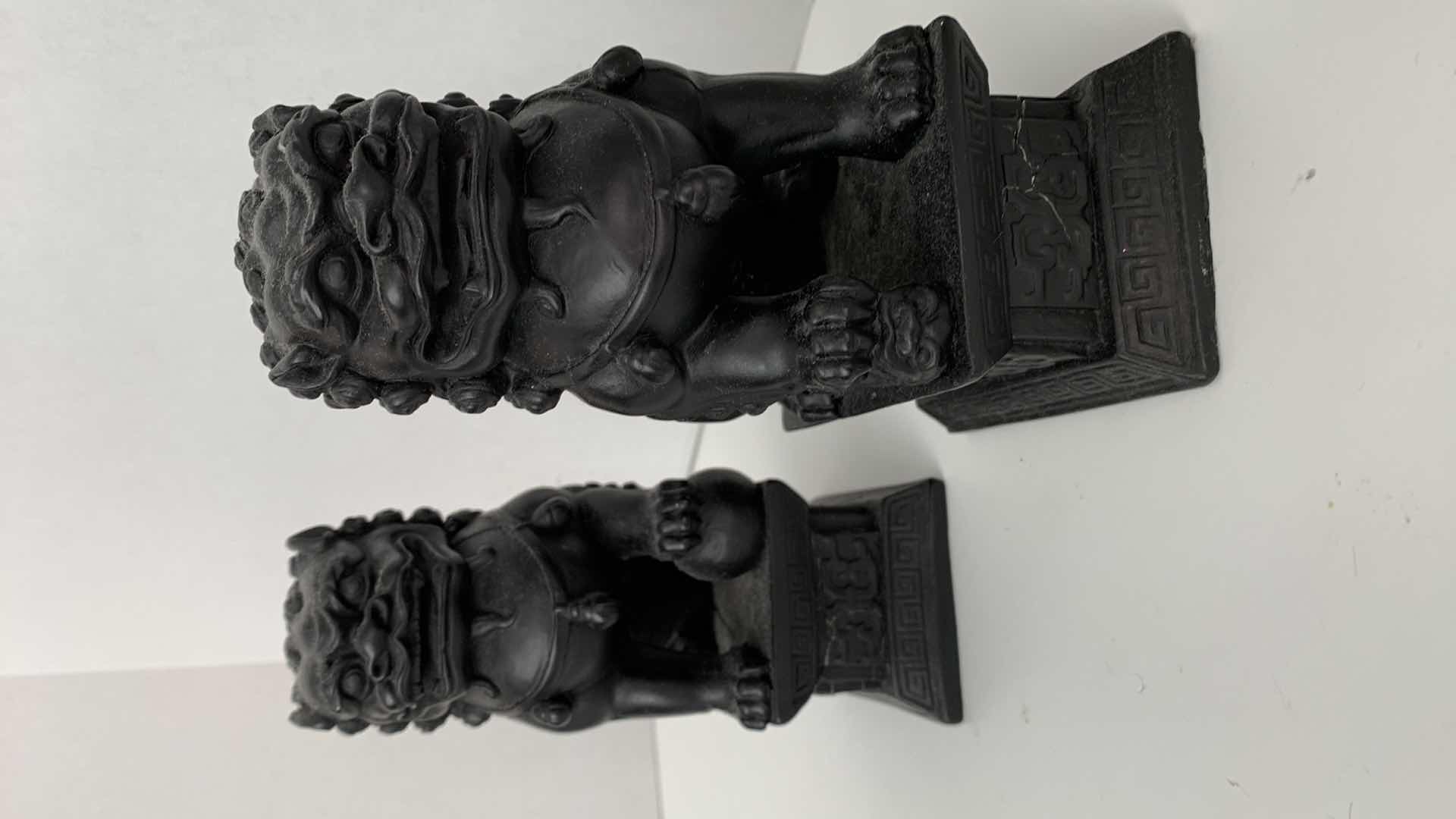 Photo 1 of 2-CHINESE RESIN GUARDIAN FU DOGS 7” TALL
