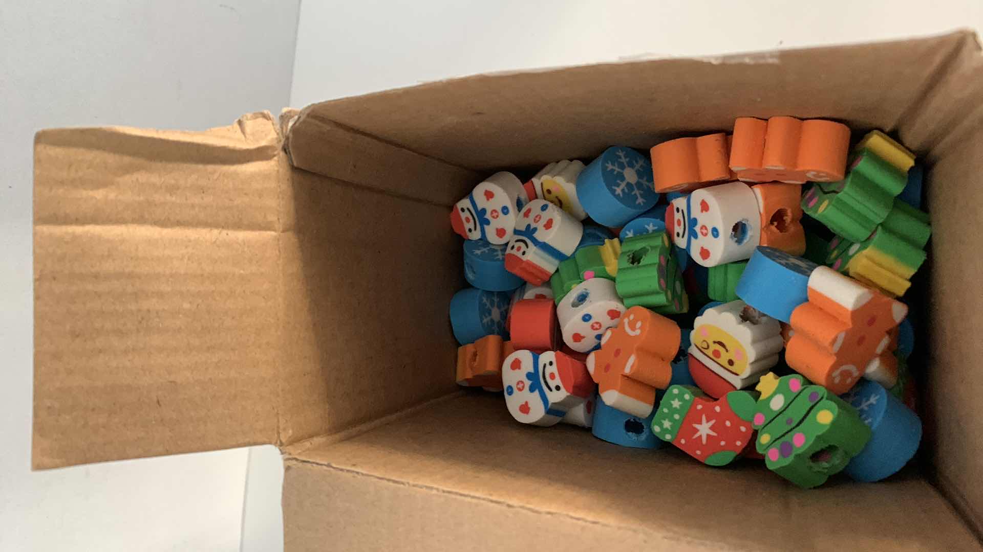 Photo 1 of CONTAINER OF CHRISTMAS THEMED PENCIL ERASERS