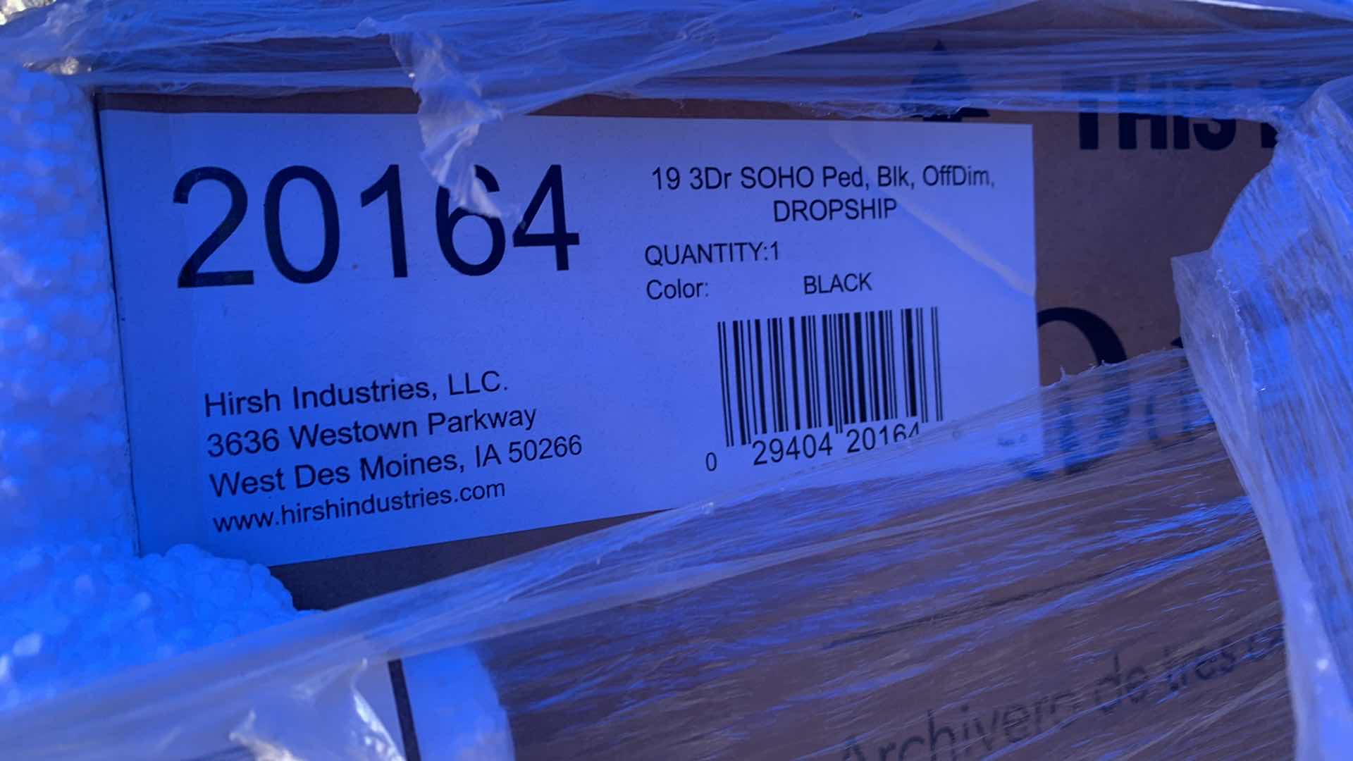 Photo 1 of HIRSH INDUSTRIES THREE DRAWER HOME OFFICE MOBILE PEDESTAL FILE CABINET MODEL 20164 BLACK COLOR 15" X 19" H 26"