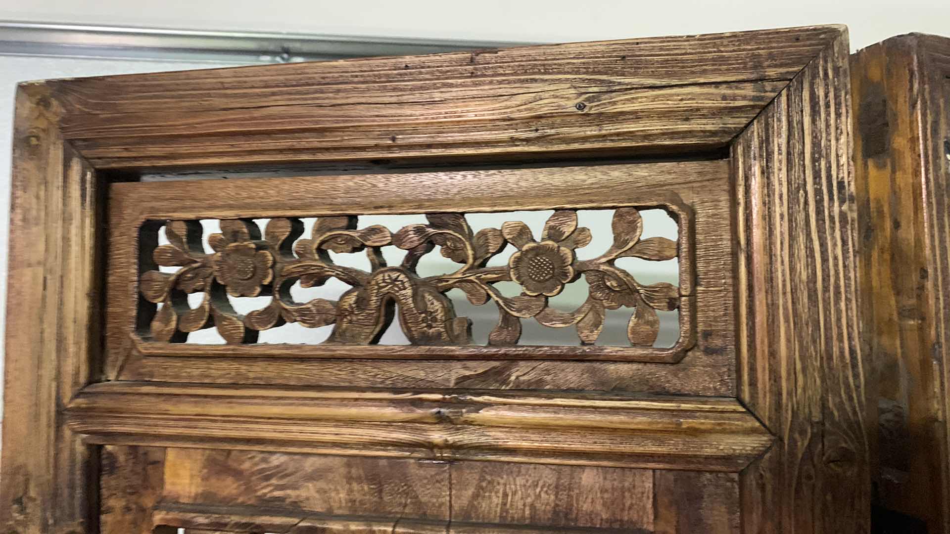 Photo 1 of ANTIQUE HAND CARVED CHINESE SCREEN 35” X 75”