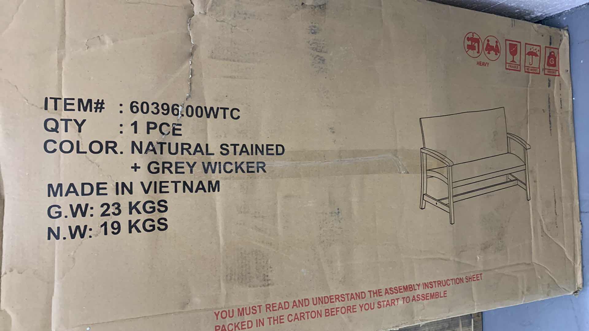 Photo 1 of LEVANT OUTDOOR WOD AND WICKER LOVE SEAT