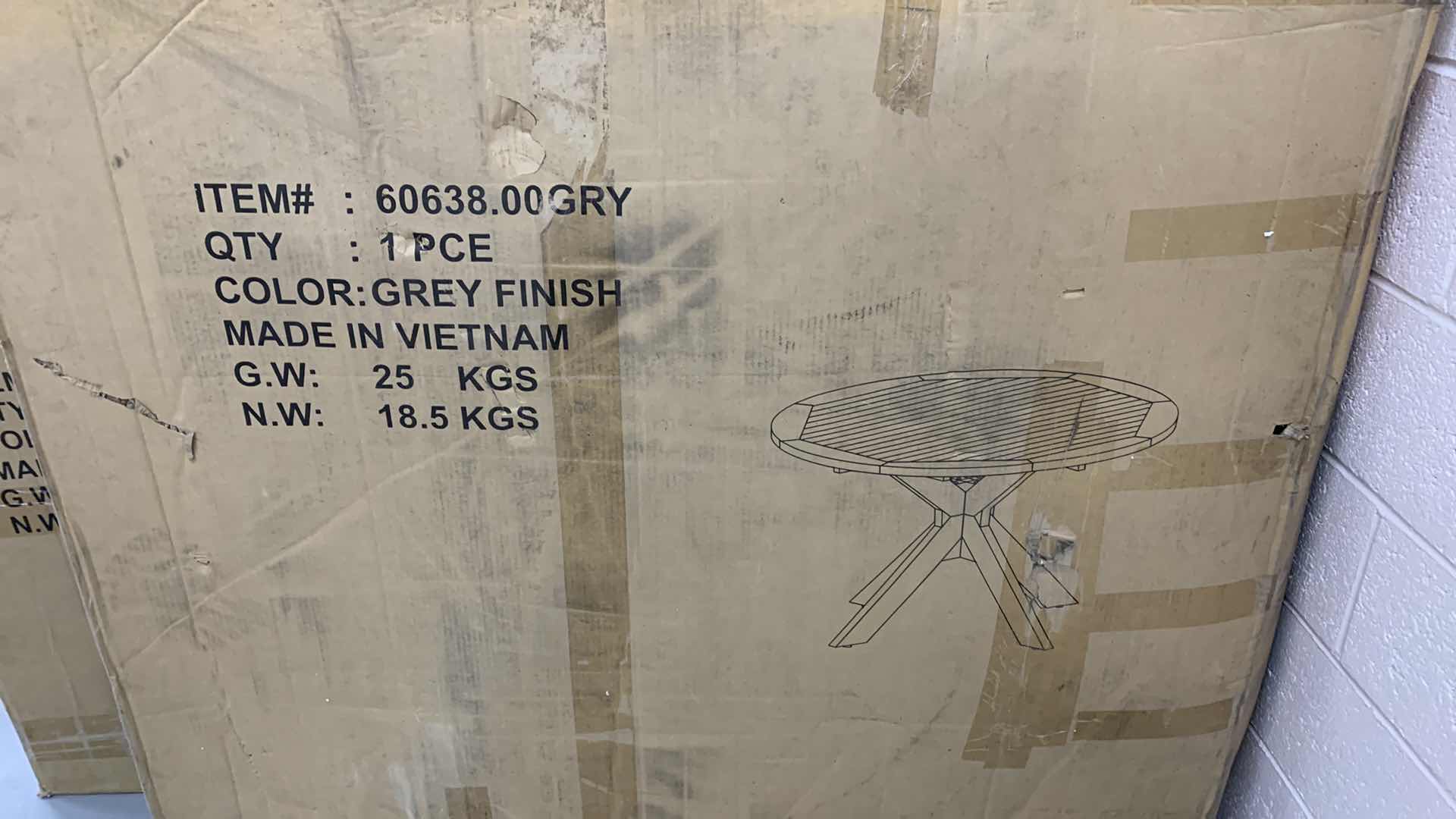 Photo 1 of BRIGITTE OUTDOOR ROUND ACACIA WOOD BISTRO TABLE WITH X LEGS