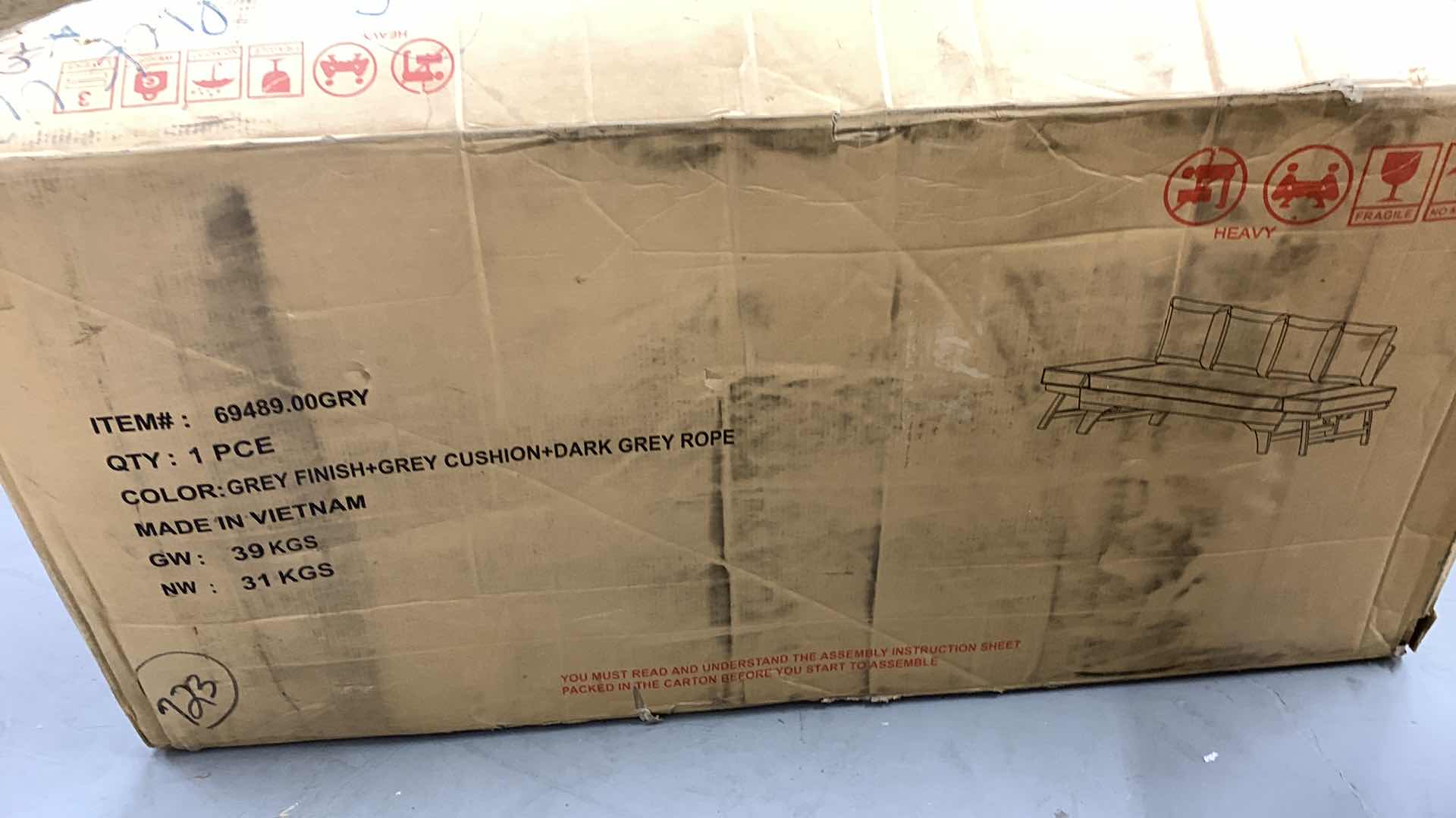 Photo 1 of OCEANA OUTDOOR ACACIA WOOD AND ROPE EXPANDABLE DAYBED WITH GRAY CUSHIONS