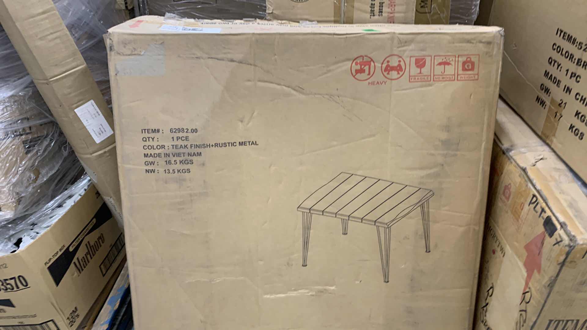 Photo 1 of AVY INDOOR/OUTDOOR INDUSTRIAL ACACIA WOOD DINING TABLE, TEAK AND RUSTIC METAL