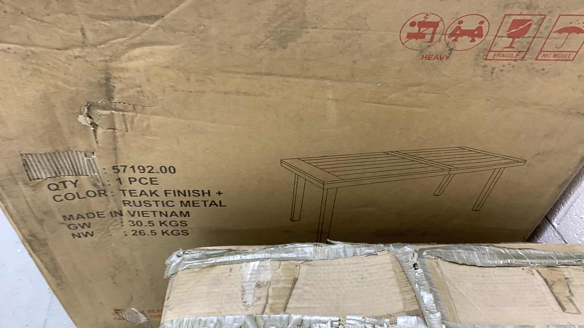 Photo 1 of CHRISTOPHER KNIGHT HOME DELLA OUTDOOR ACACIA DINING TABLE TEAAK FINISH WITH RUSTIC METAL