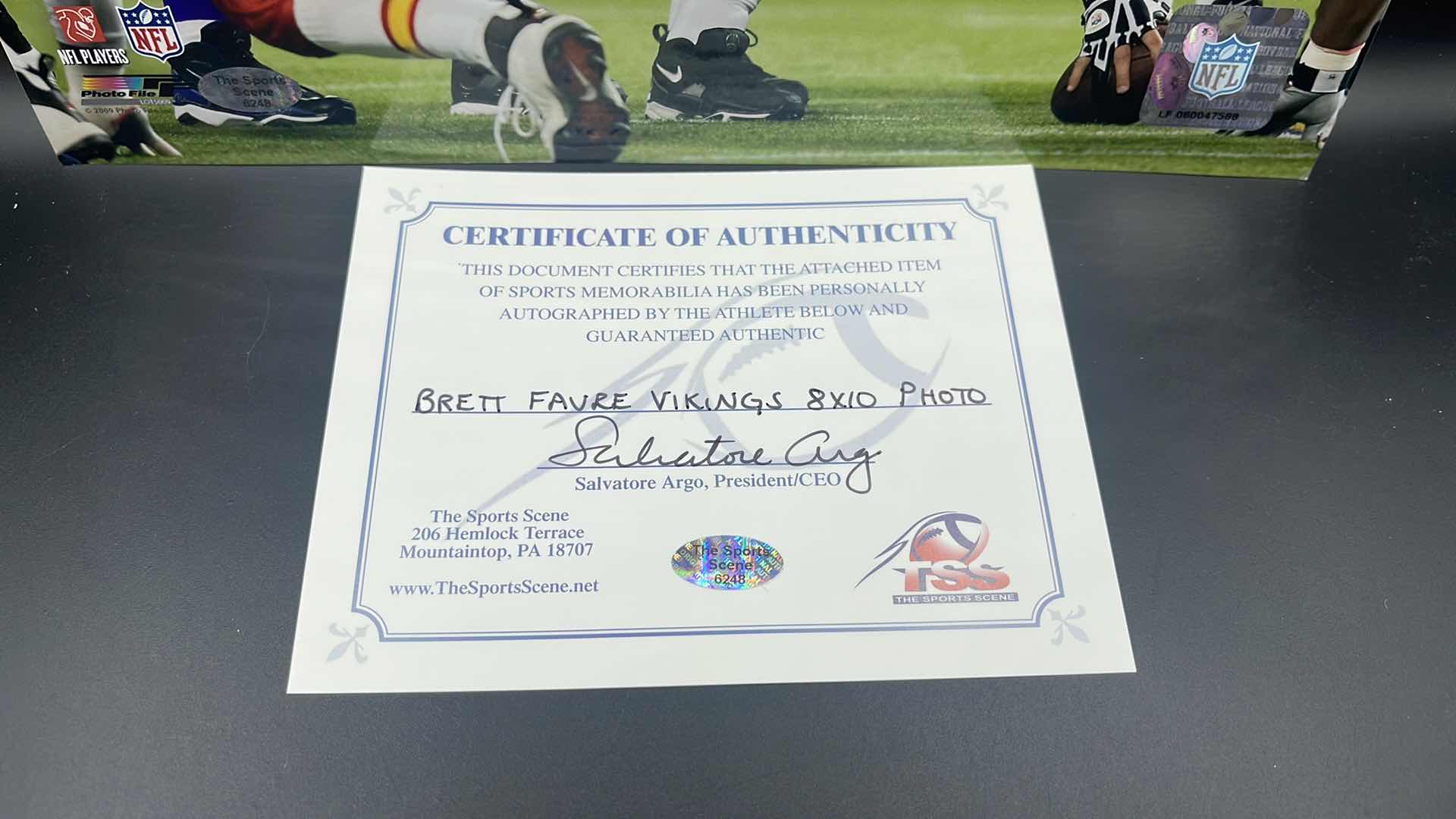 Photo 1 of BRETT FAVRE 8” X 10” AUTOGRAPHED PHOTO W COA