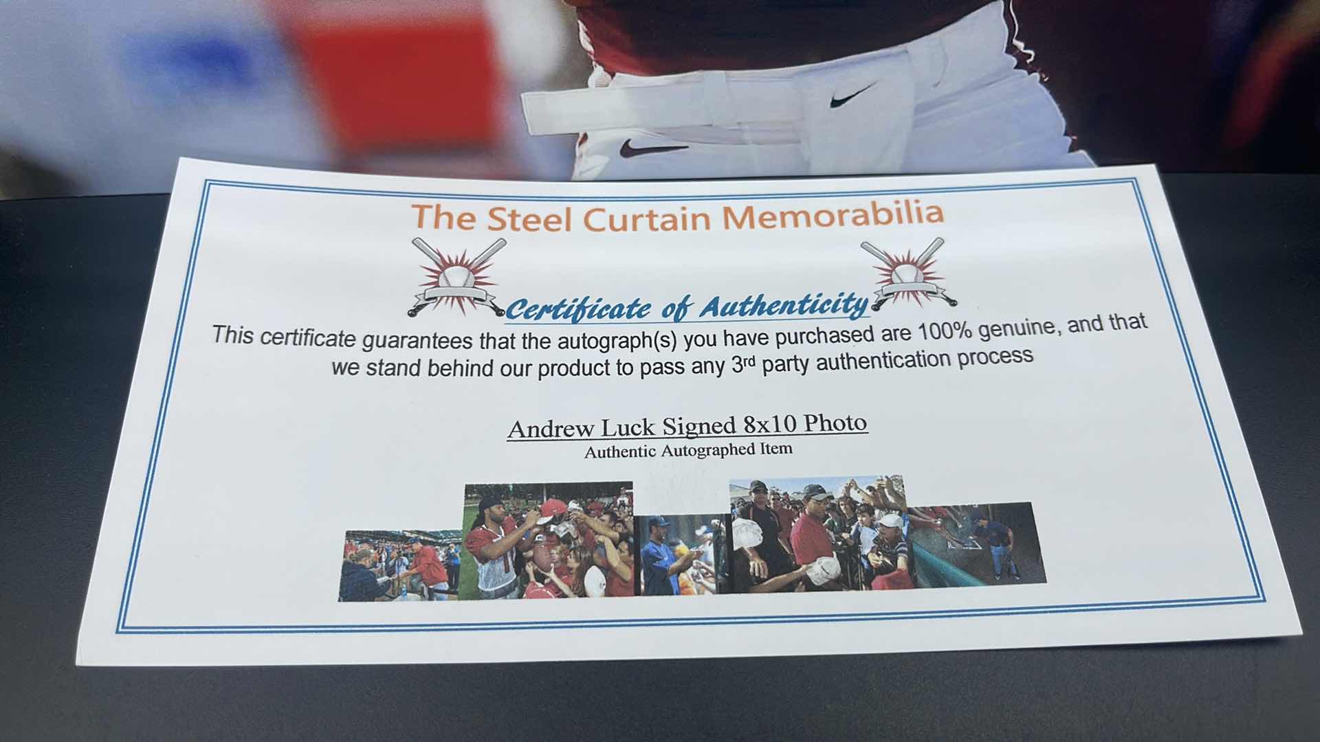 Photo 1 of ANDREW LUCK 8” X 10” AUTOGRAPHED PHOTO W COA