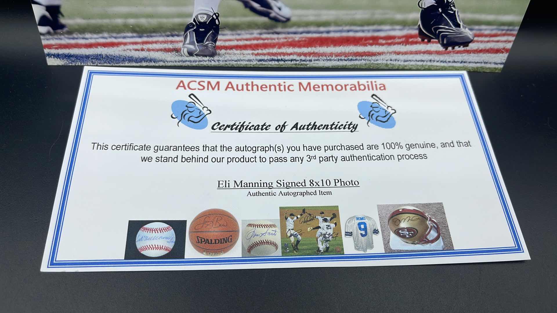 Photo 1 of ELI MANNING 8” X 10” AUTOGRAPHED PHOTO W COA