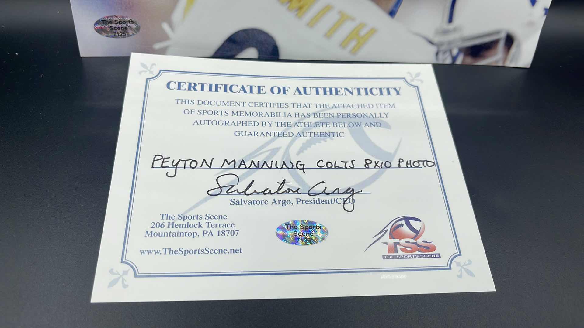 Photo 1 of PEYTON MANNING 8” X 10” AUTOGRAPHED PHOTO W COA