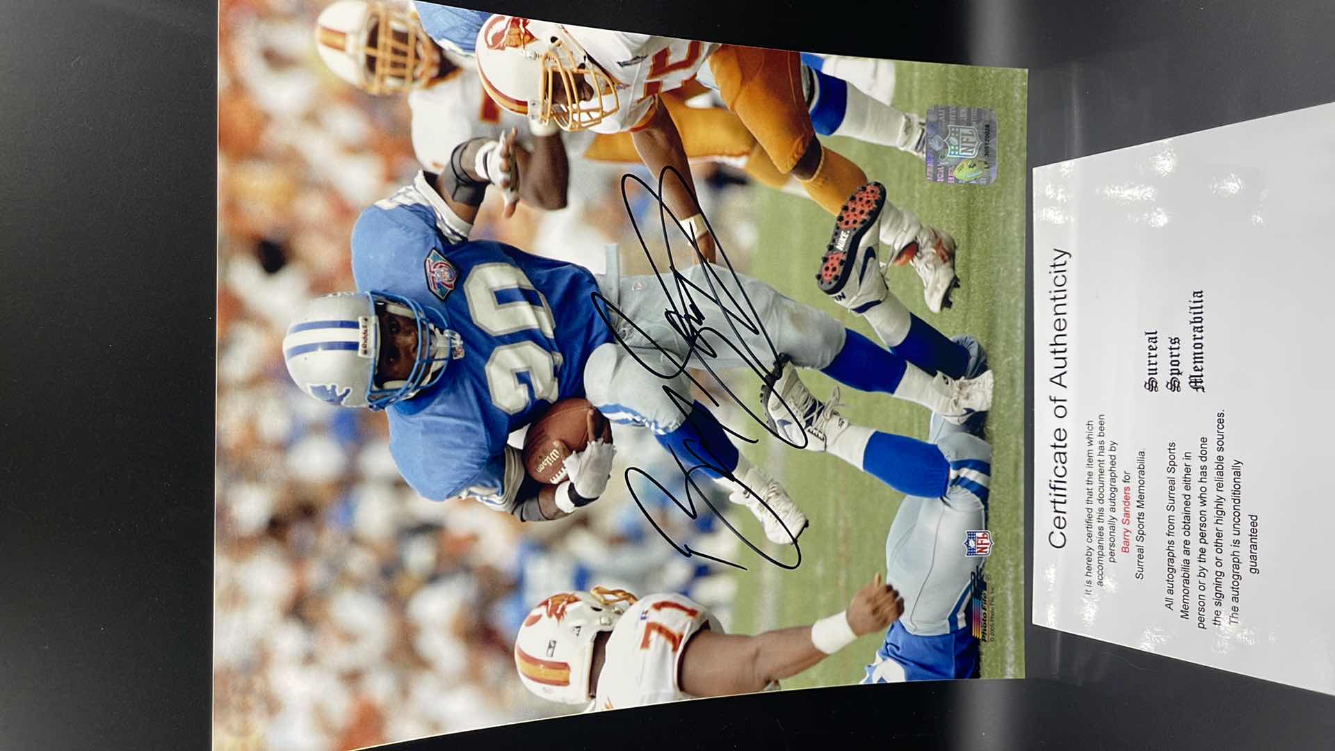 Photo 1 of BARRY SANDERS 8” X 10” AUTOGRAPHED PHOTO W COA