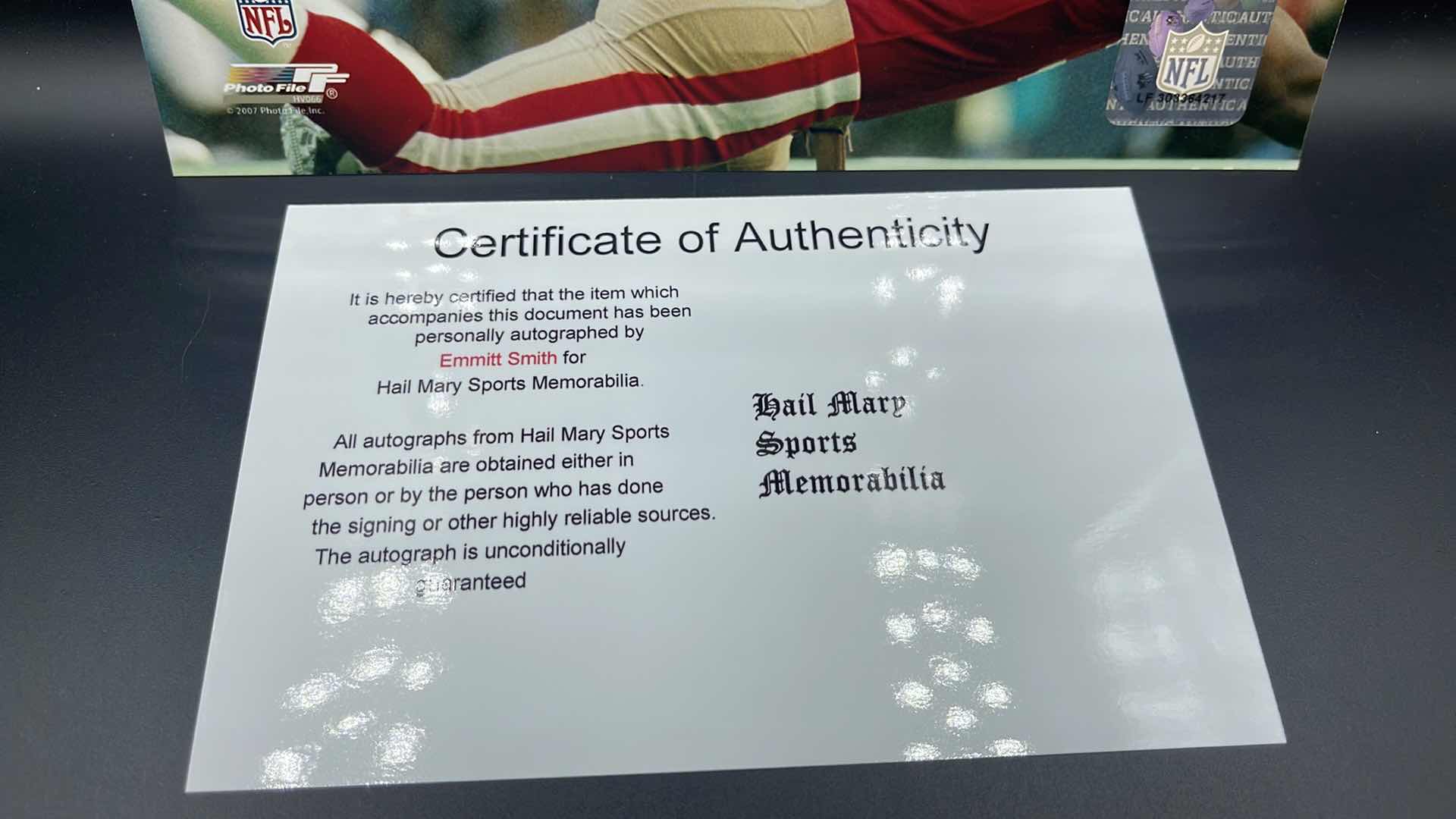 Photo 1 of EMMITT SMITH 8” X 10” AUTOGRAPHED PHOTO W COA