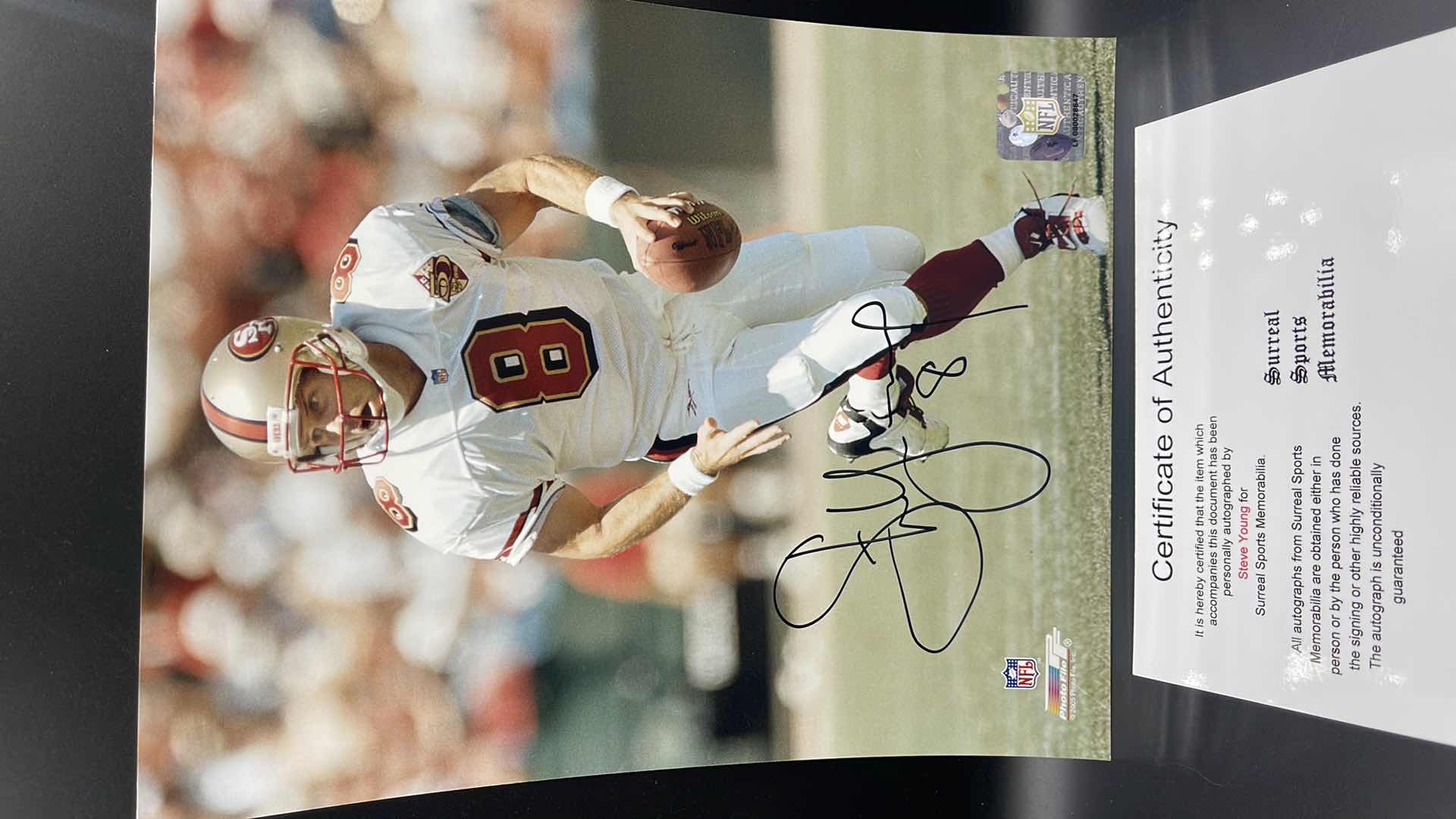 Photo 1 of STEVE YOUNG 8” X 10” AUTOGRAPHED PHOTO W COA
