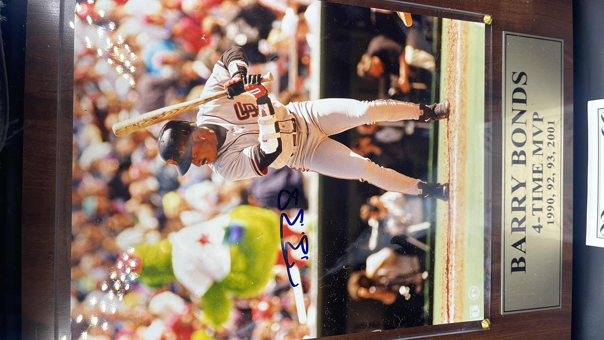 Photo 1 of BARRY BONDS 16” X 12” AUTOGRAPHED PLAQUE W COA