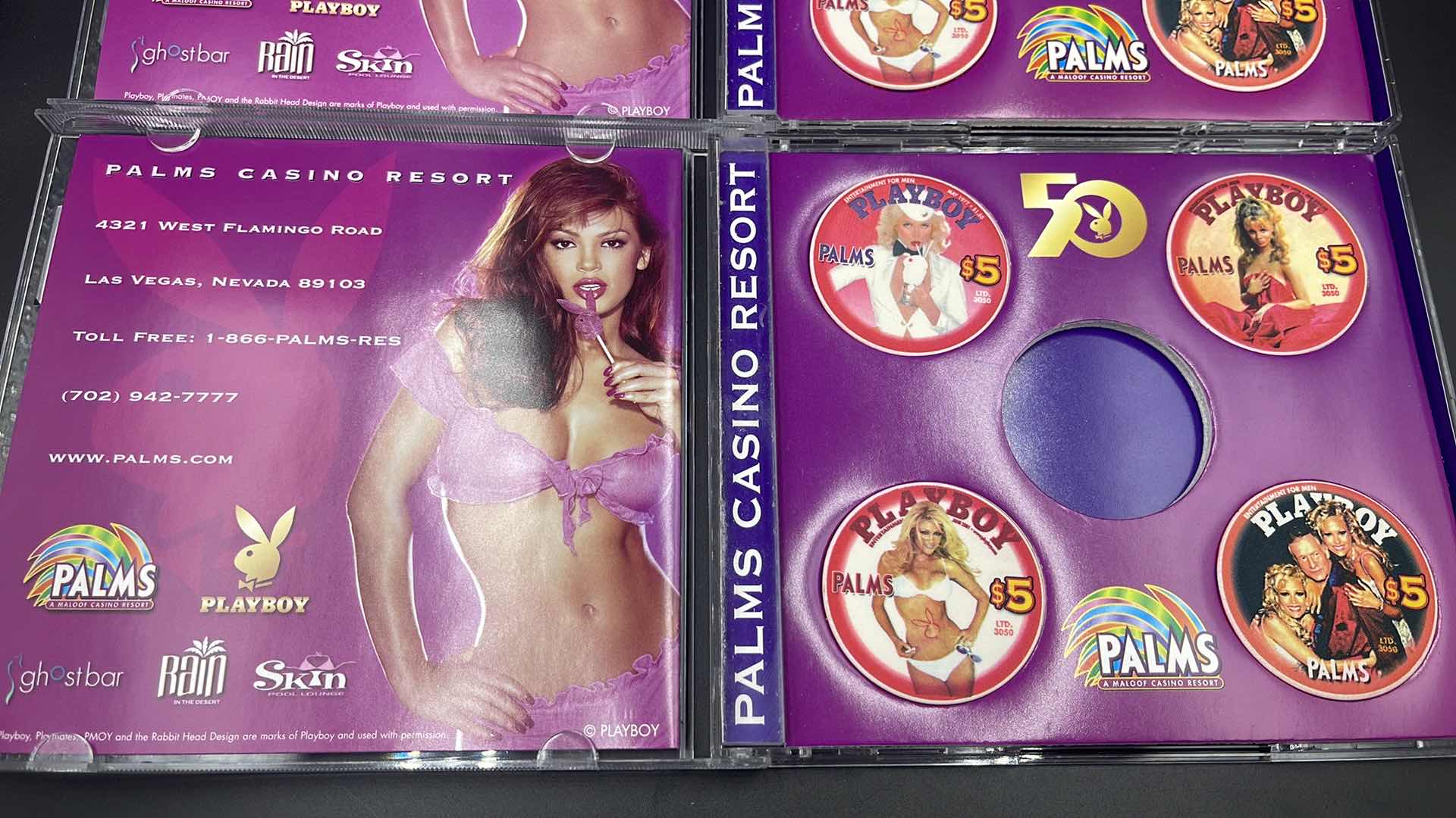 Photo 1 of 2 SETS $5 LAS VEGAS PALMS PLAYBOY MAGAZINE 50th ANNIVERSARY CASINO CHIP SET (MISSING ONE CHIP)