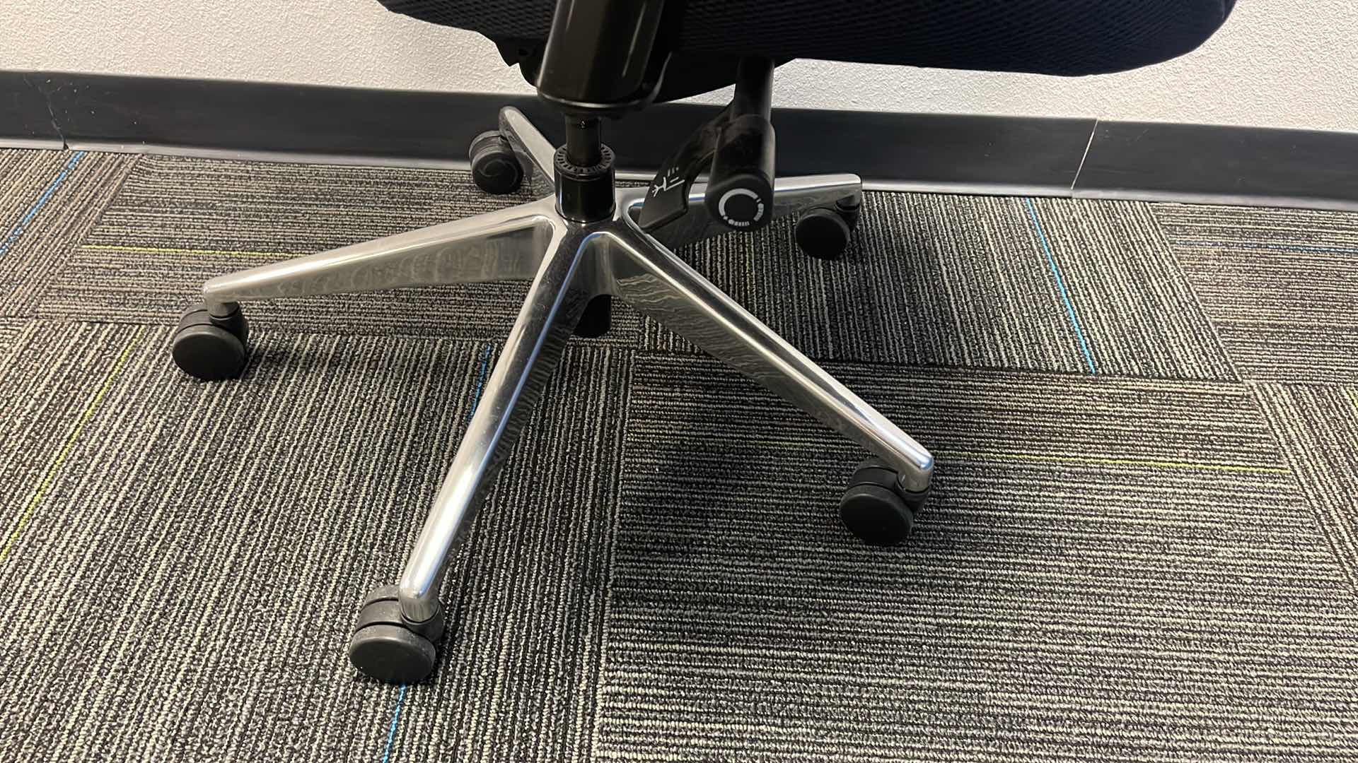 Photo 1 of COMMERCIAL MEDAL BASE ROLLING OFFICE CHAIR W LEATHER SEAT & LUMBAR SUPPORT