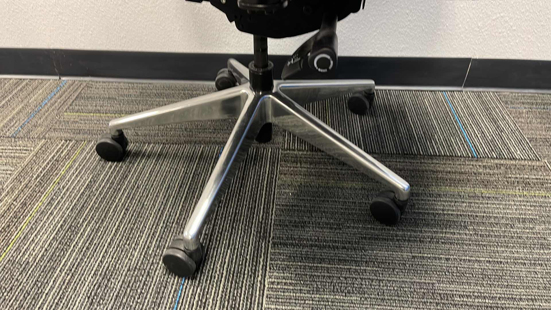 Photo 1 of COMMERCIAL MEDAL BASE ROLLING OFFICE CHAIR W LEATHER SEAT & LUMBAR SUPPORT