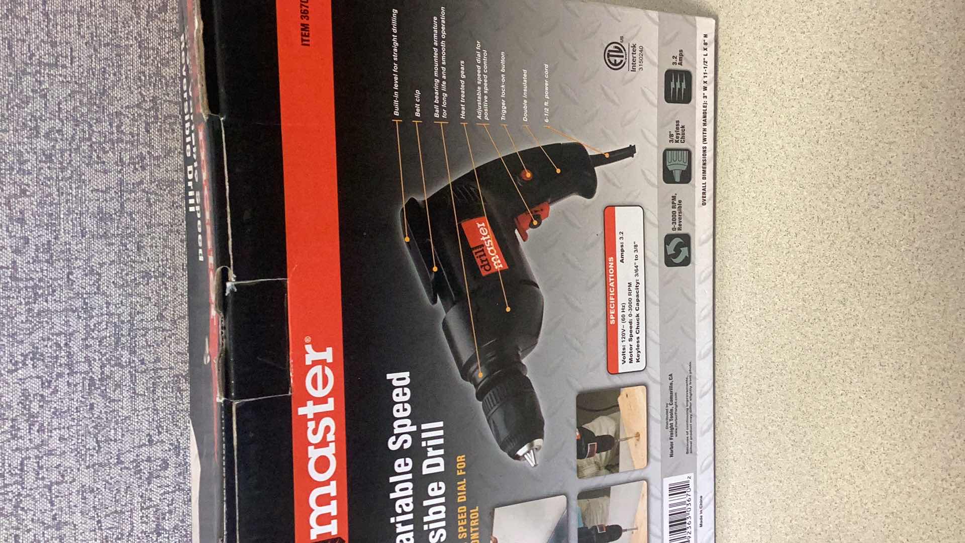 Photo 2 of DRILLMASTER 3/8” VARIABEL SPEED REVERSIBLE DRILL