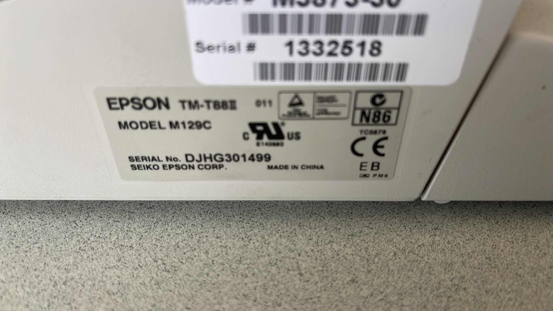 Photo 1 of EPSON TM-T8IV MONOCHROME SERIAL THERMAL RECEIPT PRINTER