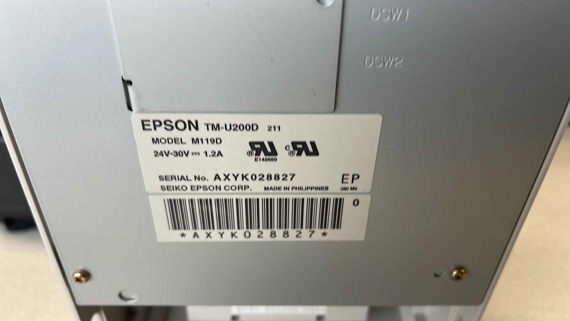 Photo 1 of EPSON M119D MONOCHROME SERIAL THERMAL RECEIPT PRINTER