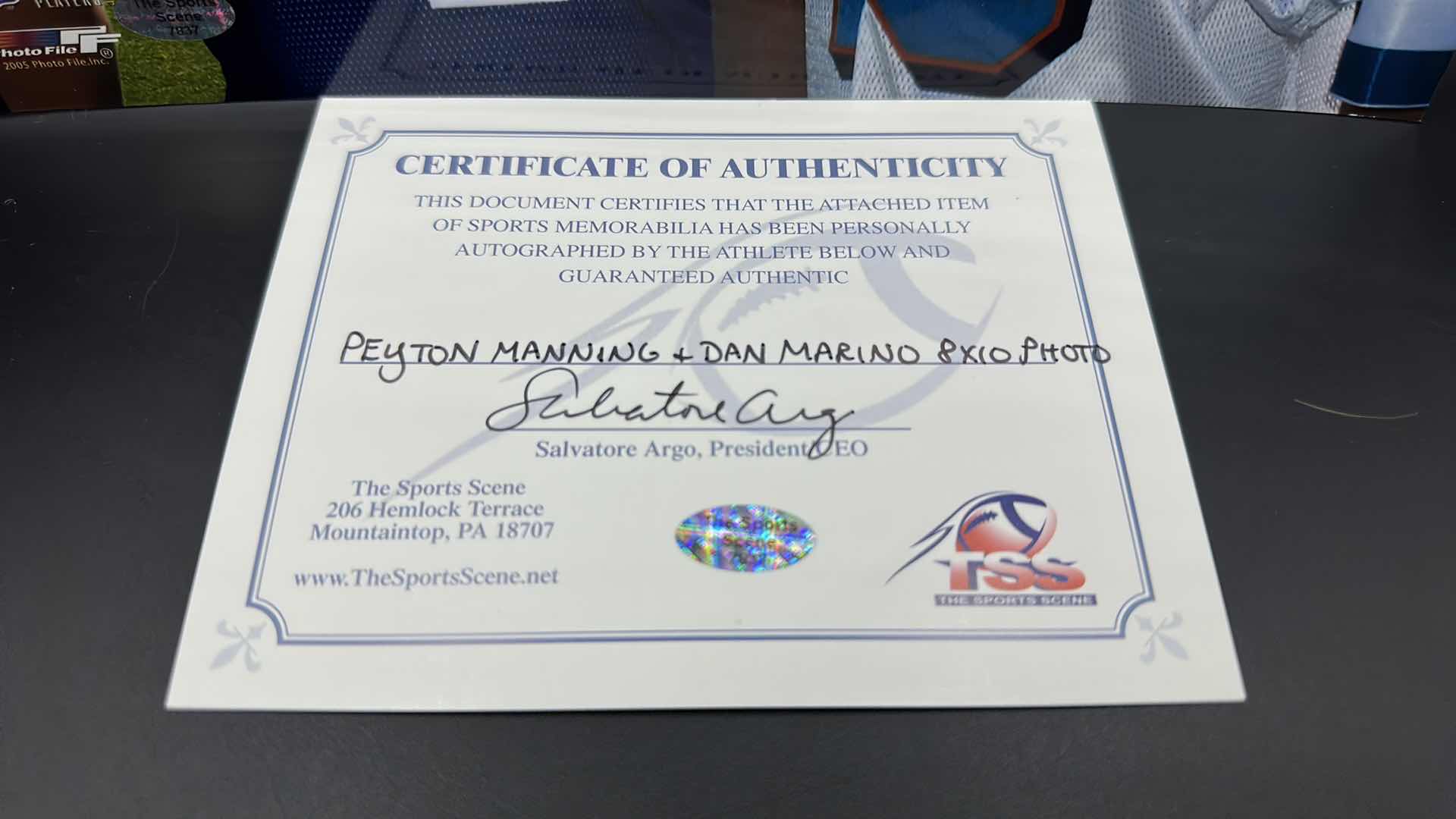 Photo 3 of PEYTON MANNING & DAN MARINO 8” X 10” AUTOGRAPHED PHOTO W COA