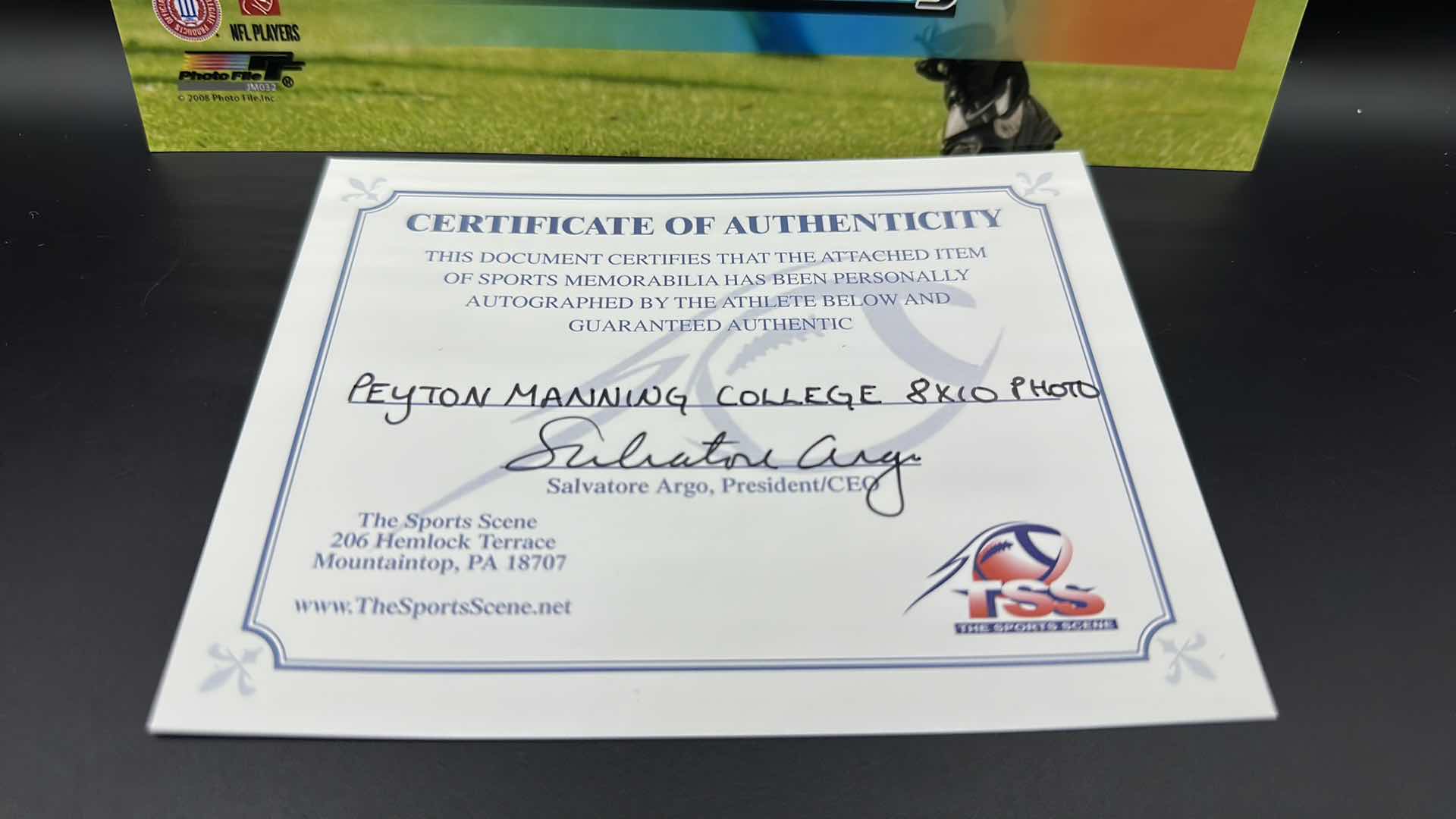 Photo 1 of PEYTON MANNING COLLEGE 8” X 10” AUTOGRAPHED PHOTO W COA