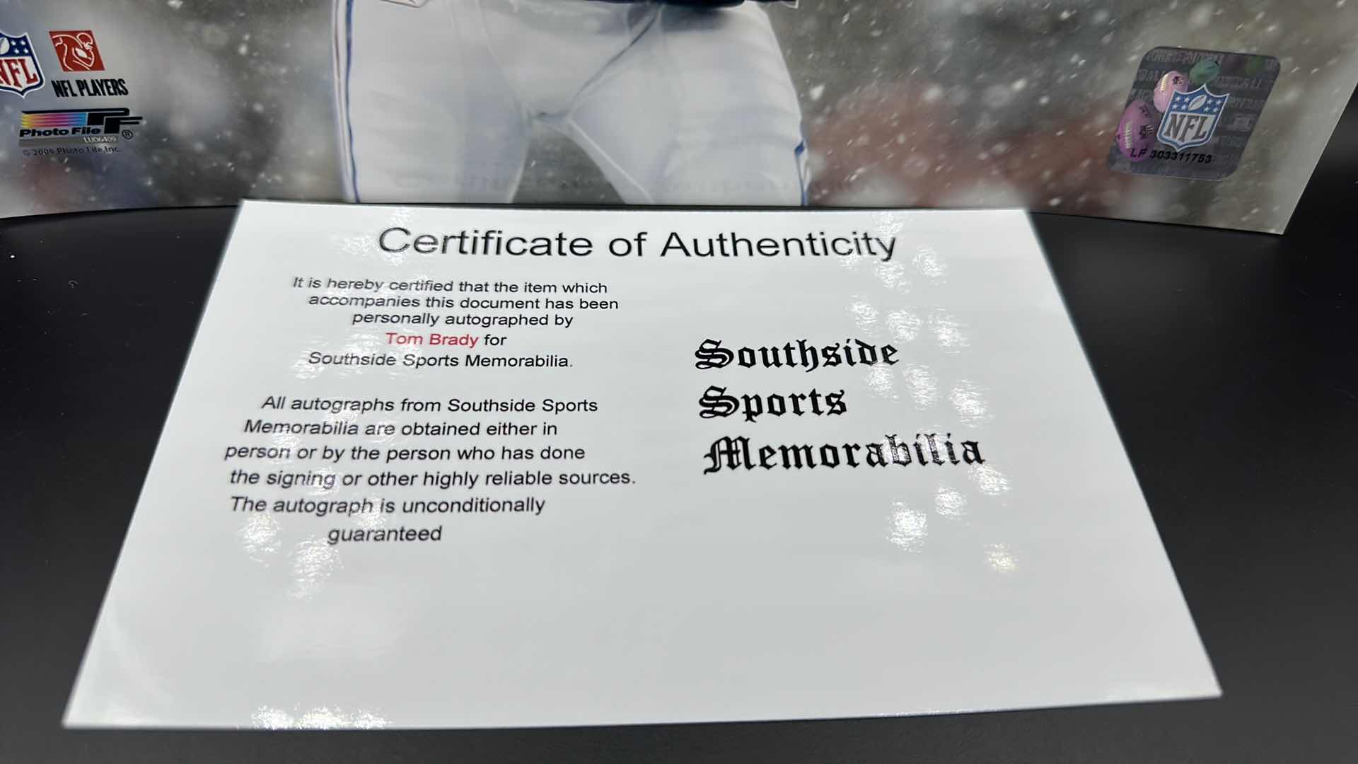 Photo 1 of TOM BRADY 8” X 10” AUTOGRAPHED PHOTO W COA