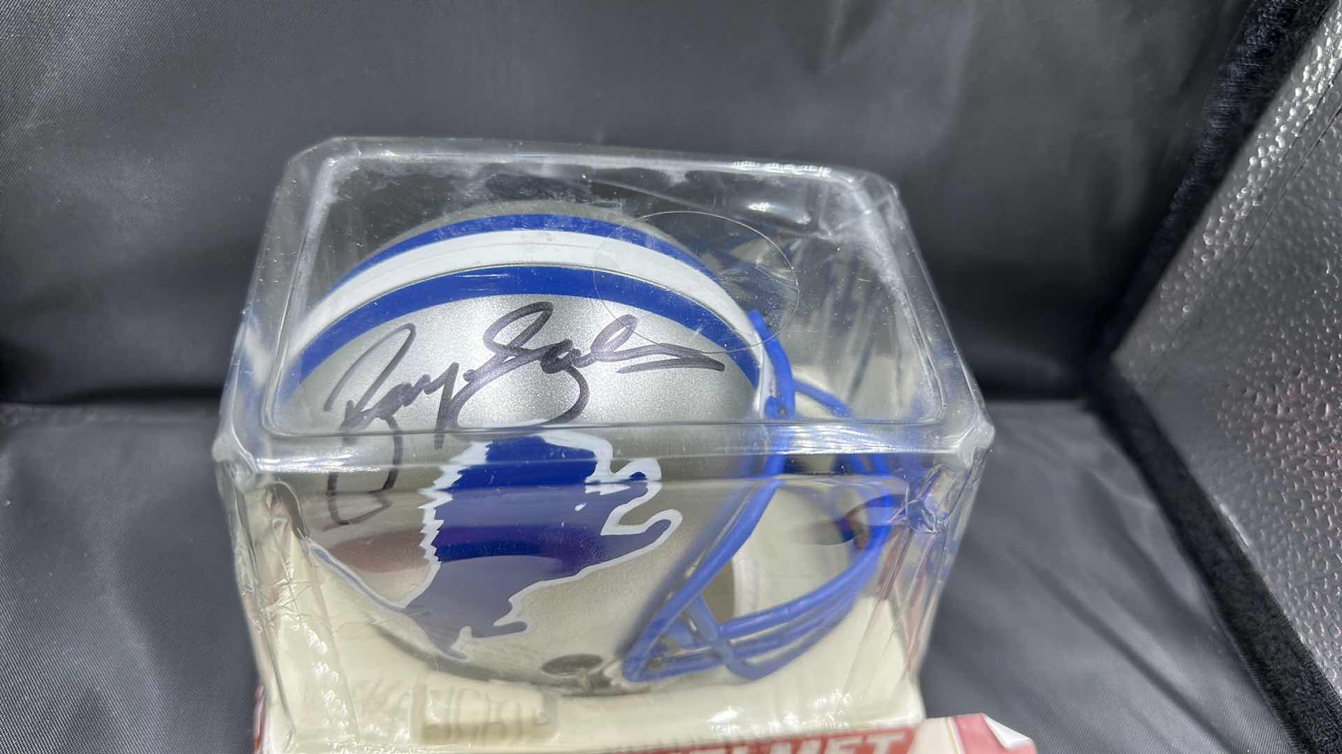 Photo 2 of BARRY SANDERS AUTOGRAPHED MINI-HELMET W COA