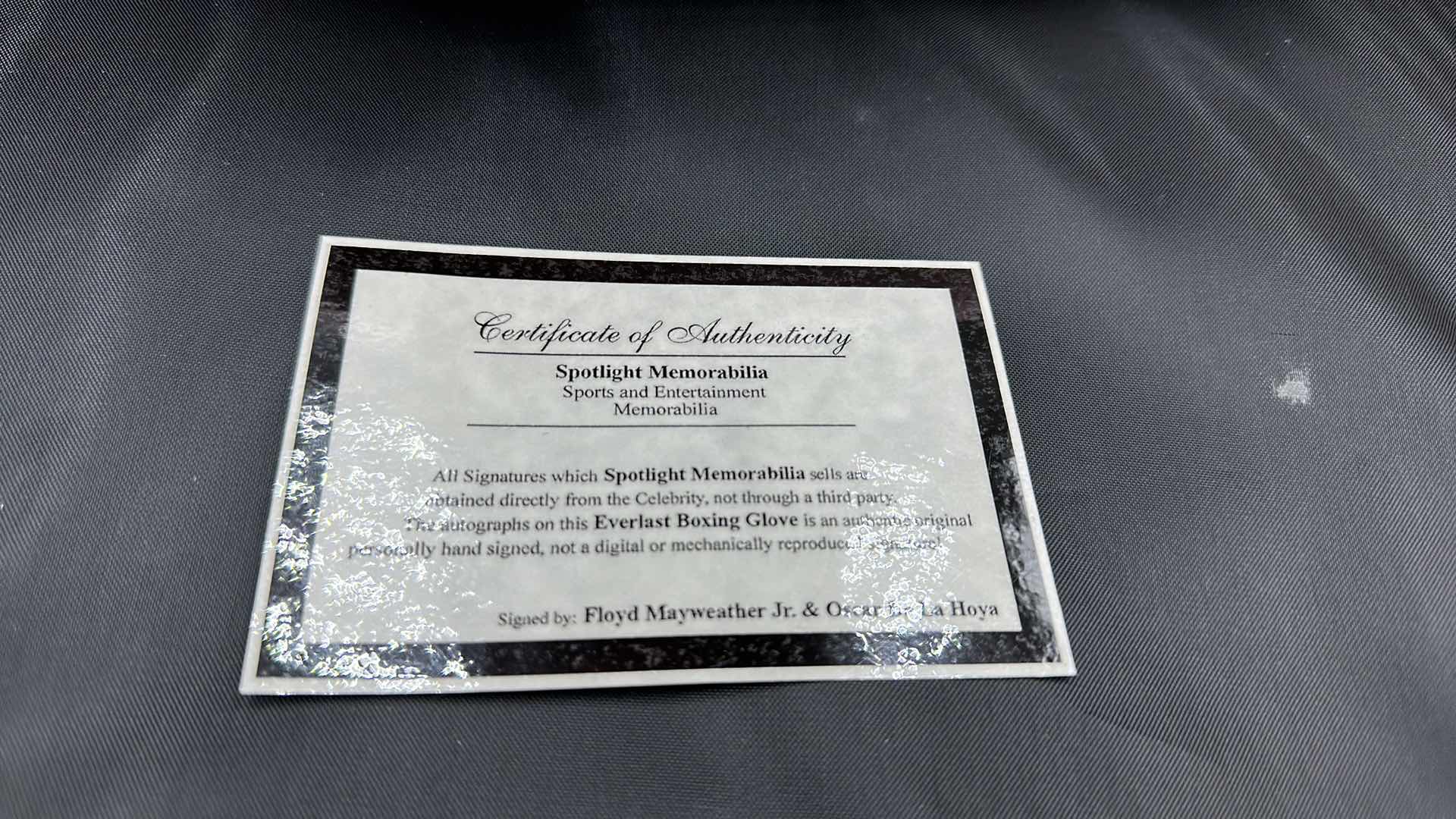 Photo 1 of FLOYD MAYWEATHER JR. & OSCAR DE LA HOYA AUTOGRAPHED EVERLAST BOXING GLOVE W COA