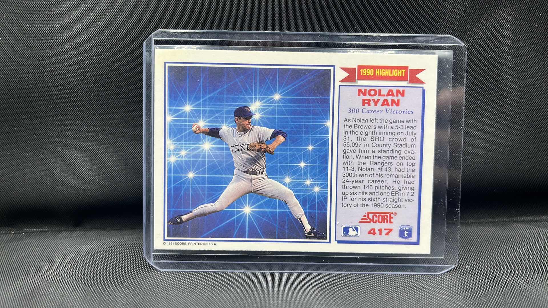 Photo 1 of 1991 score Nolan Ryan 300 career victories 417