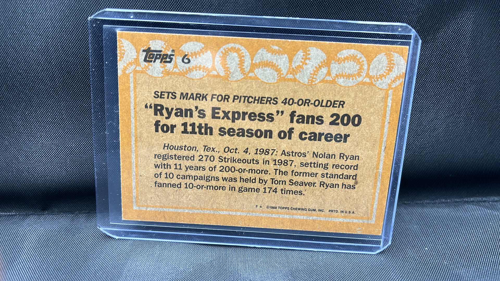 Photo 2 of 1988 topps record breakers Nolan Ryan 6