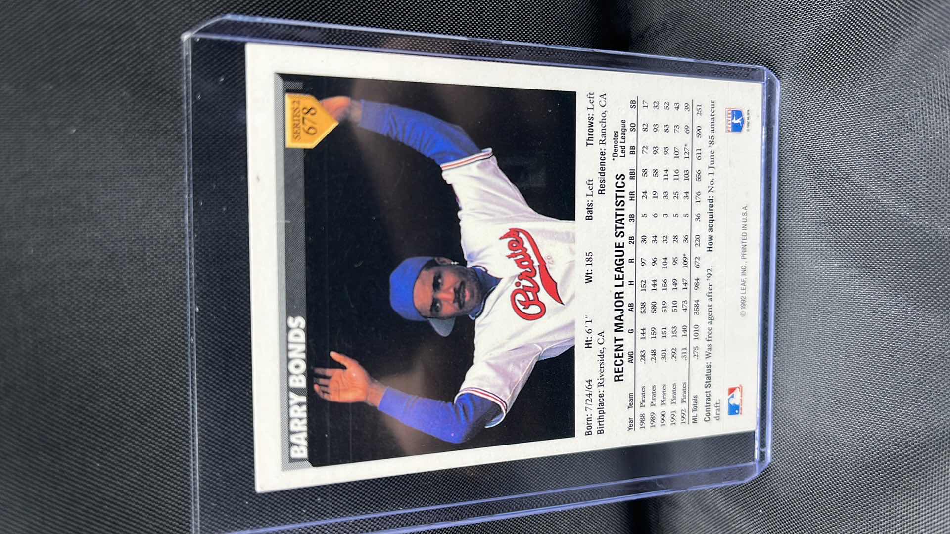 Photo 1 of 1992 leaf donruss Barry bonds 678